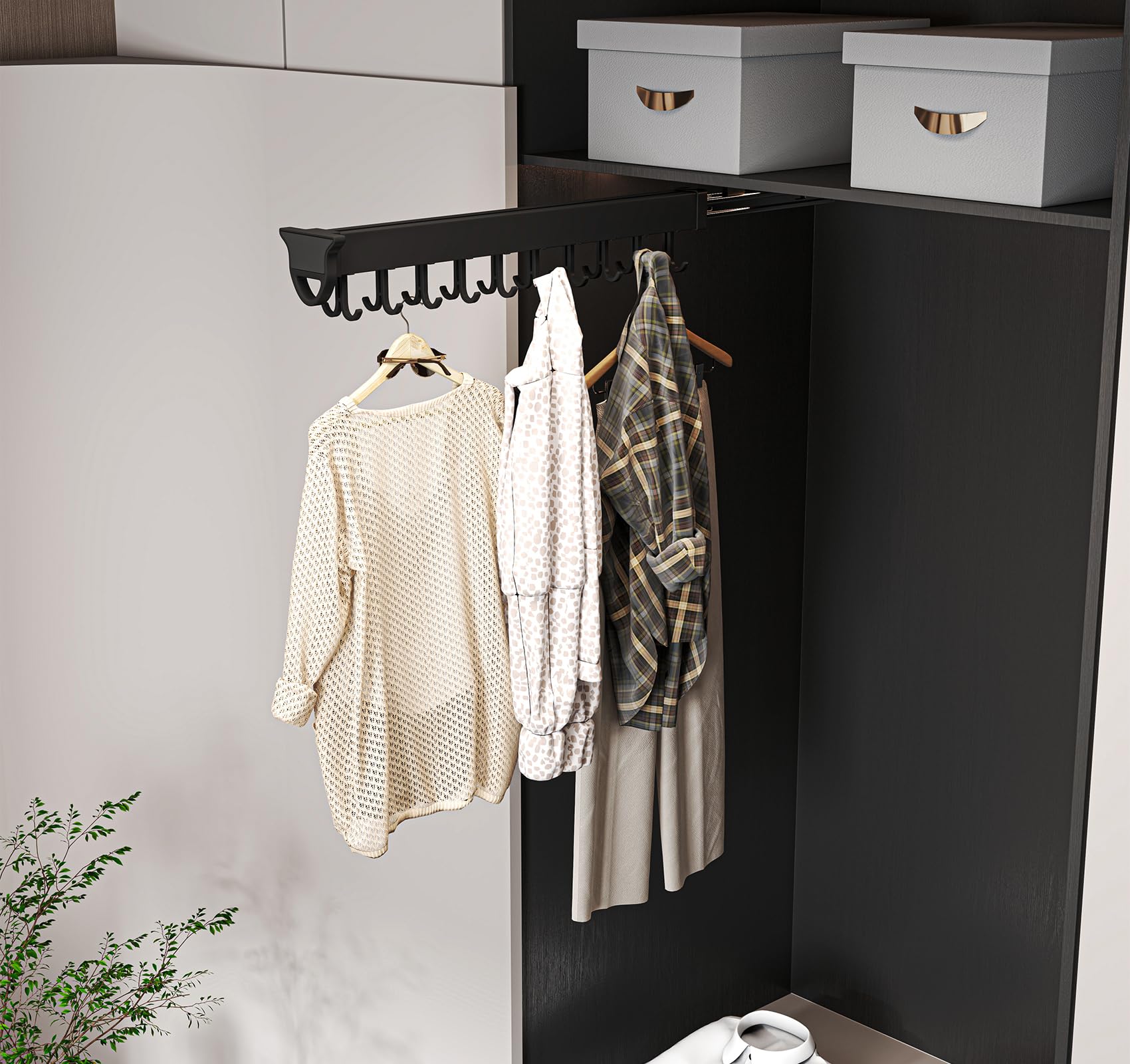 Pull out Mop and Broom Holder with 20 Sliding Hooks