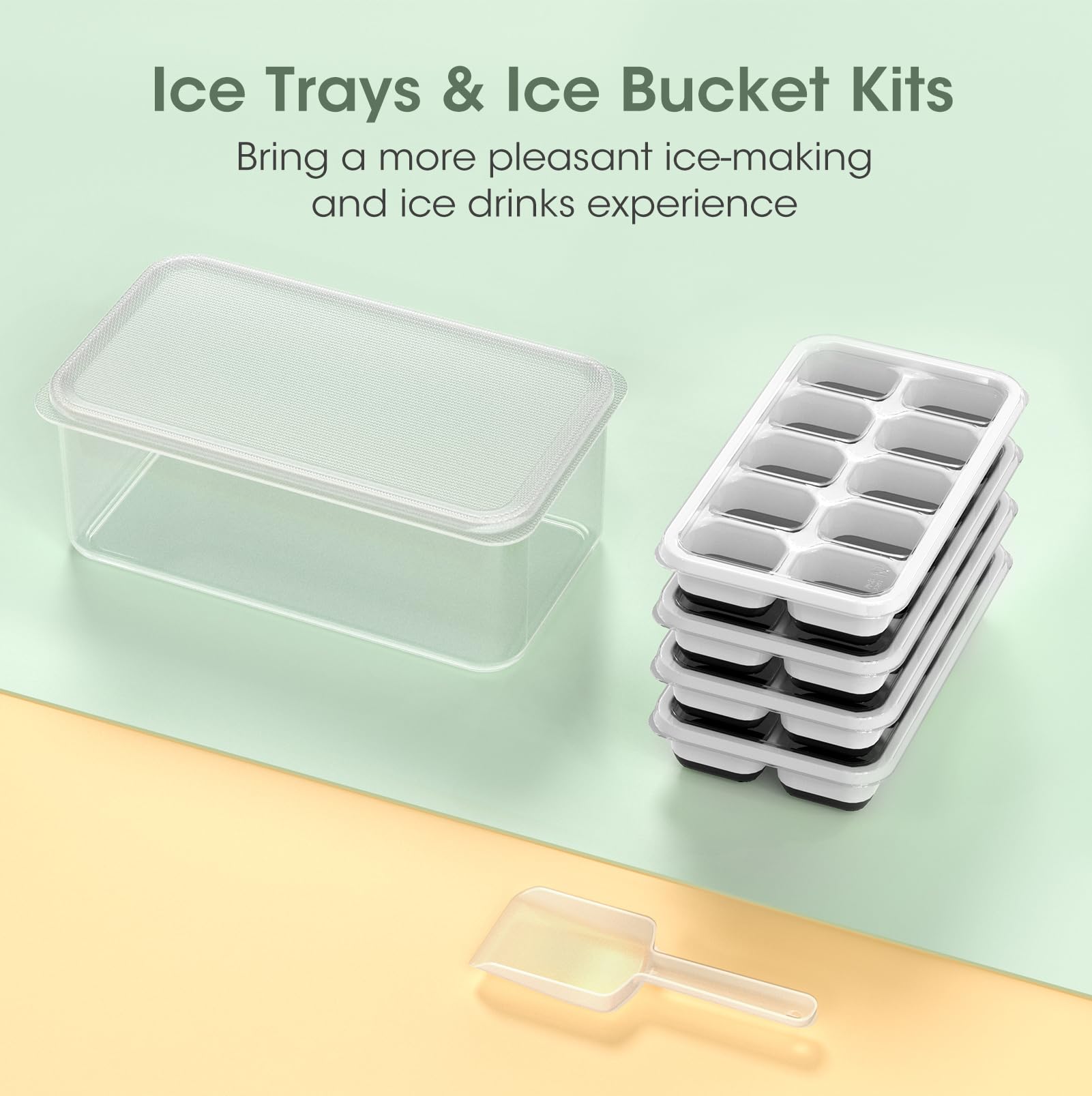 Ice Cube Tray with Lid and Bin (4 Count)