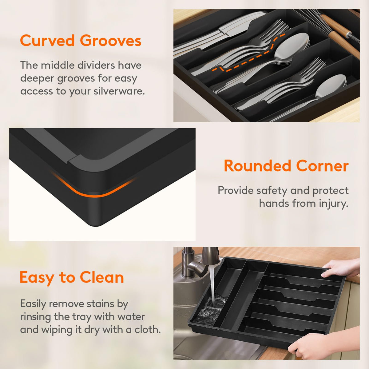 Silverware Drawer Organizer Tray