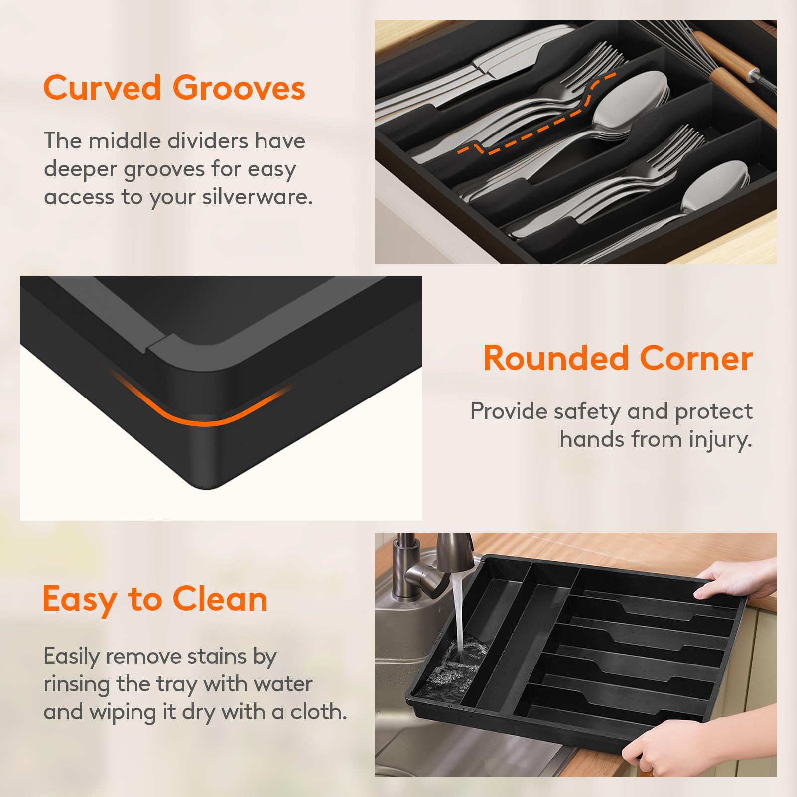 Silverware Drawer Organizer Tray
