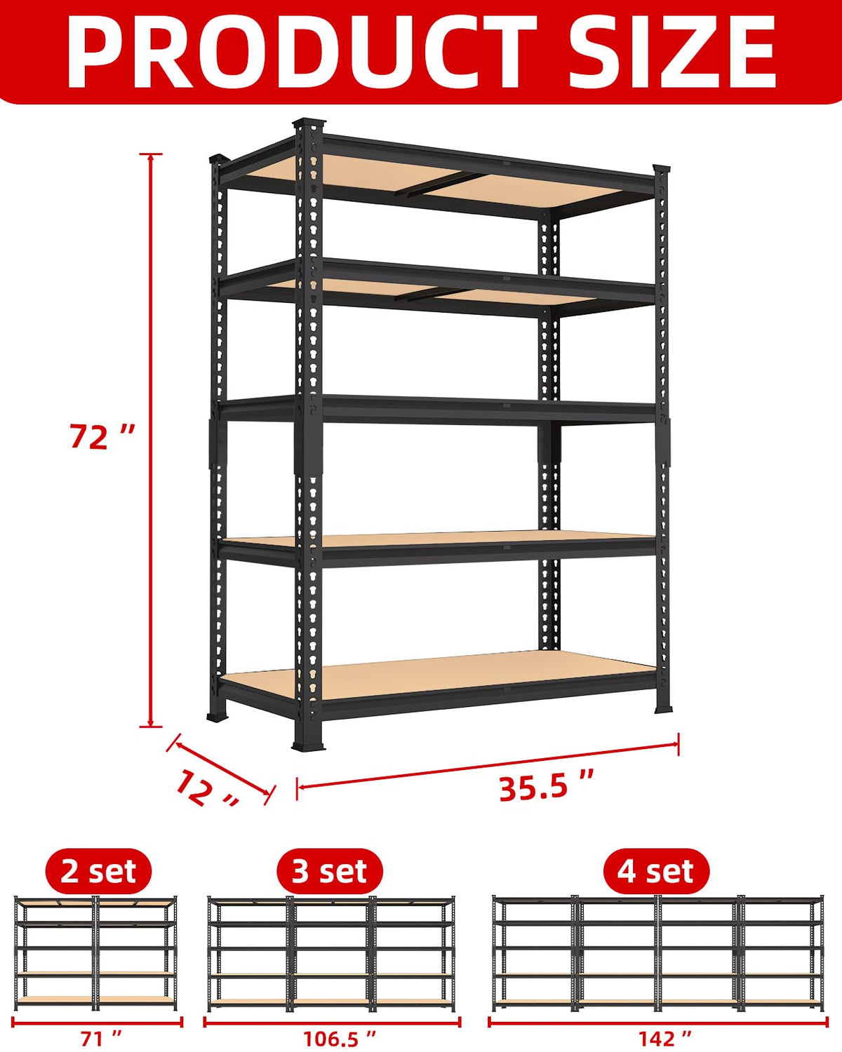 5 Tier Garage Storage Shelves (3 Count)
