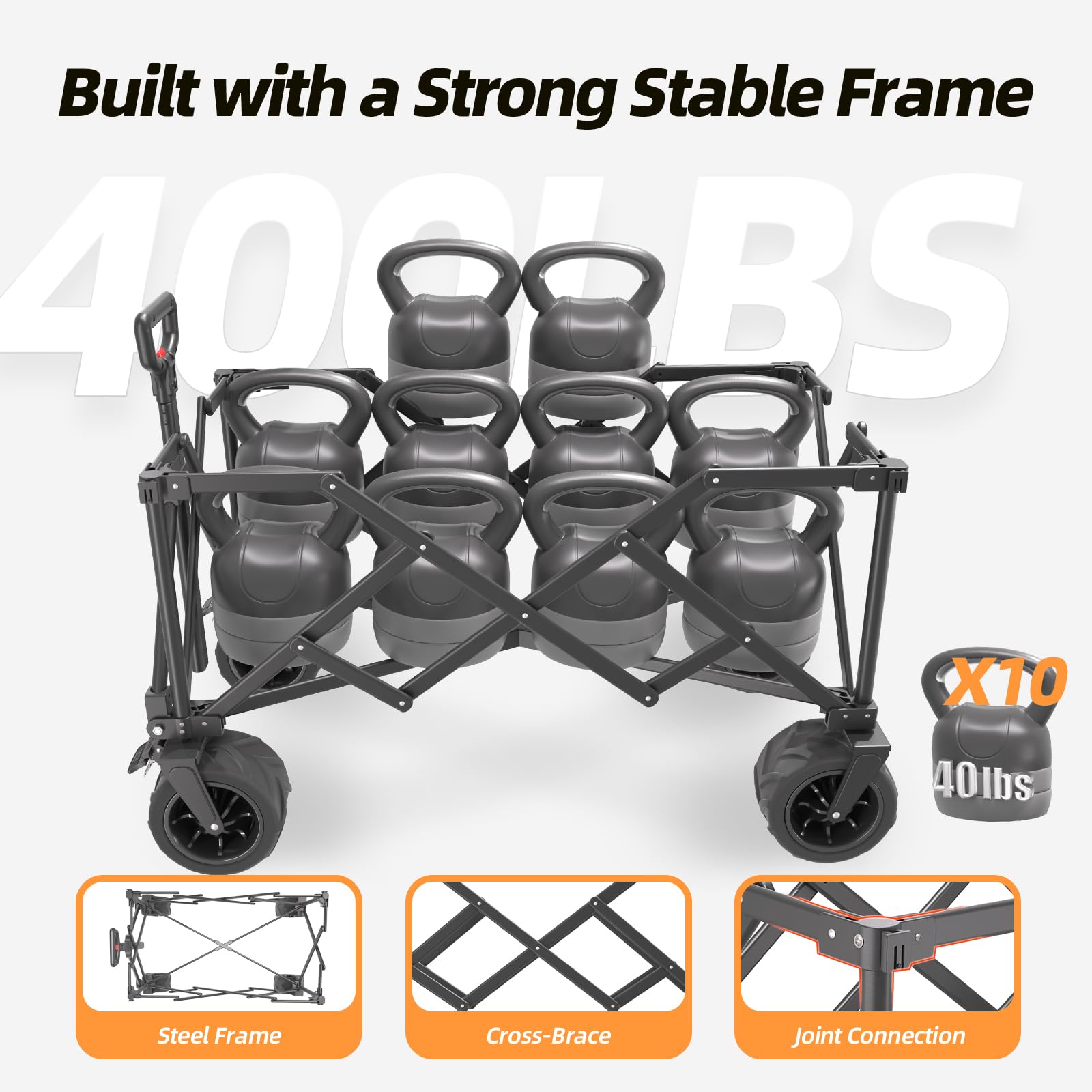 Wagons Carts Foldable Heavy Duty with 400Lbs Wt