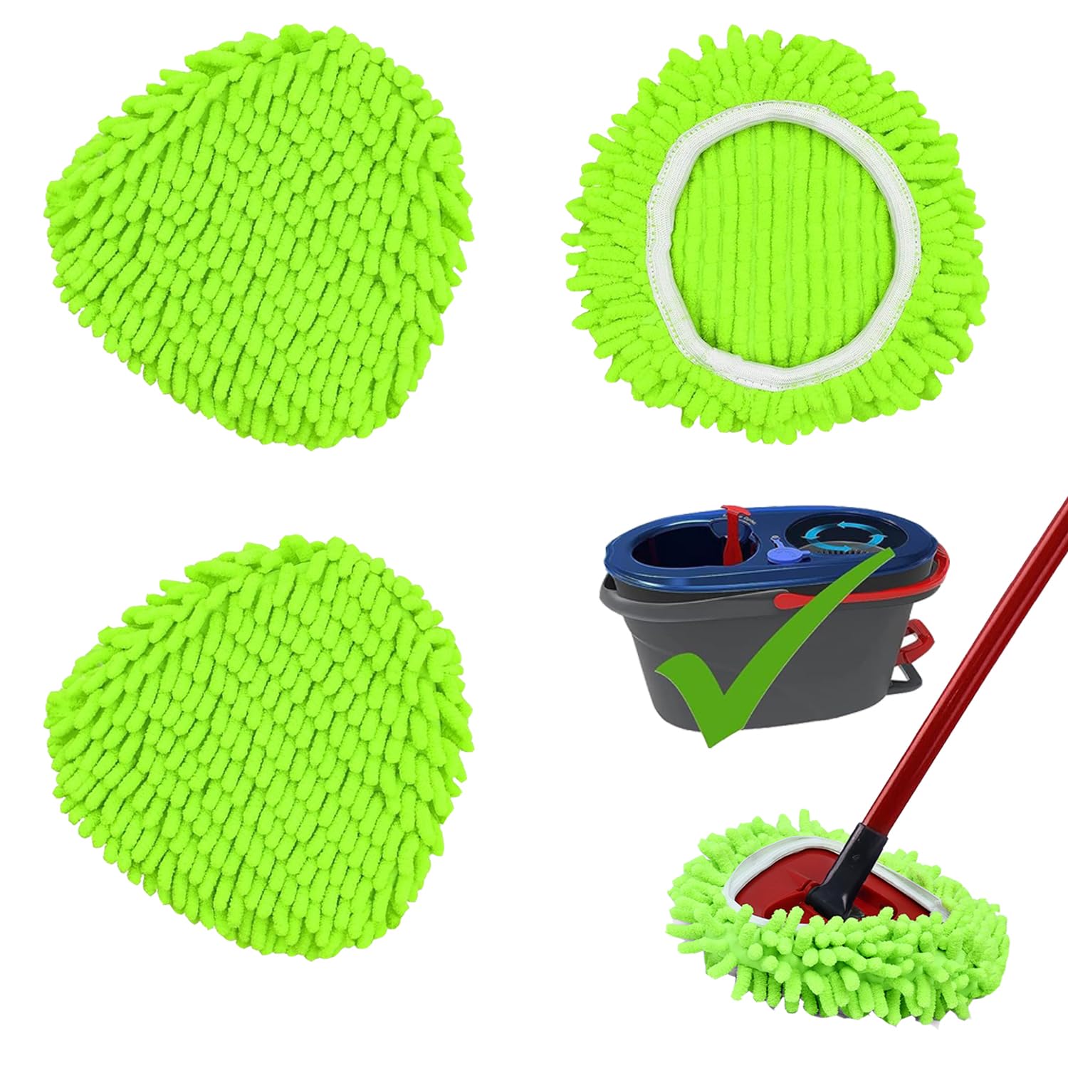 Mop Heads Replacements Compatible with Ocedar RinseClean 2 (3 Count) - ModHome Supplies