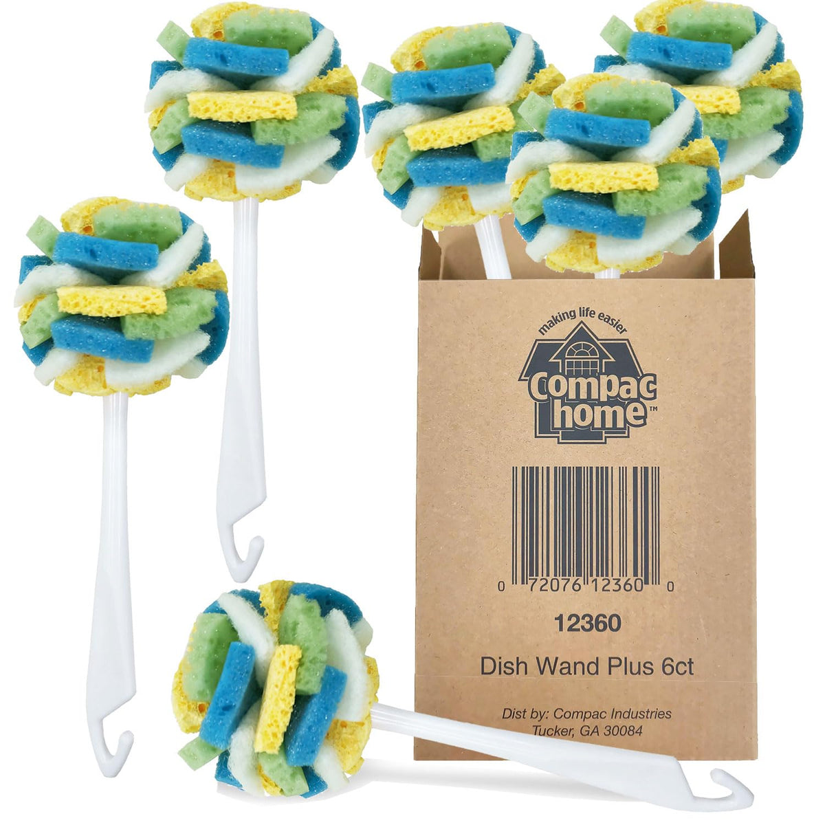 Dish SpongeWand Plus Tri Surface Scrubbing Sponge with Cello Foam Scour Sponge Petals (6 Count)