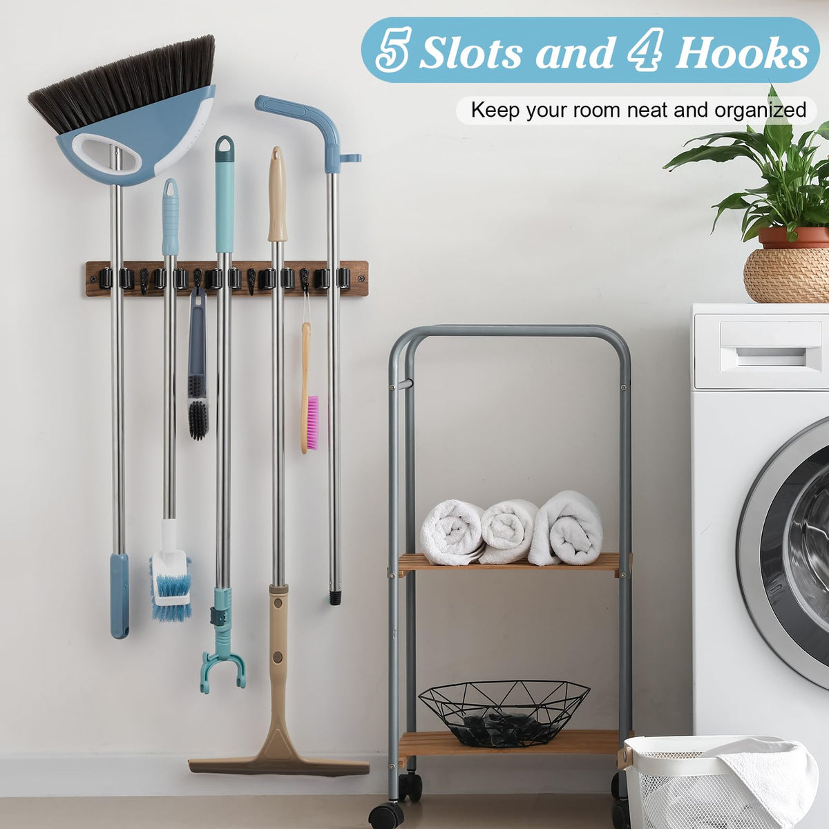 Brown Broom Holder Wall Mount