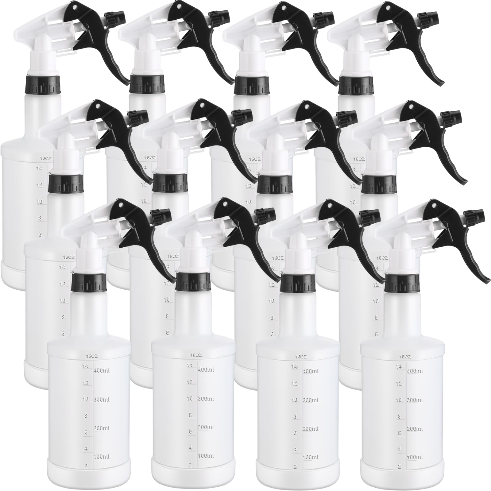 12 Pcs 16 Oz Plastic Spray Bottles (12 Count)