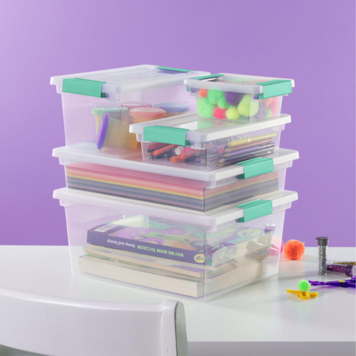 Clip Box Stackable Small Storage Bin with Latching Lid