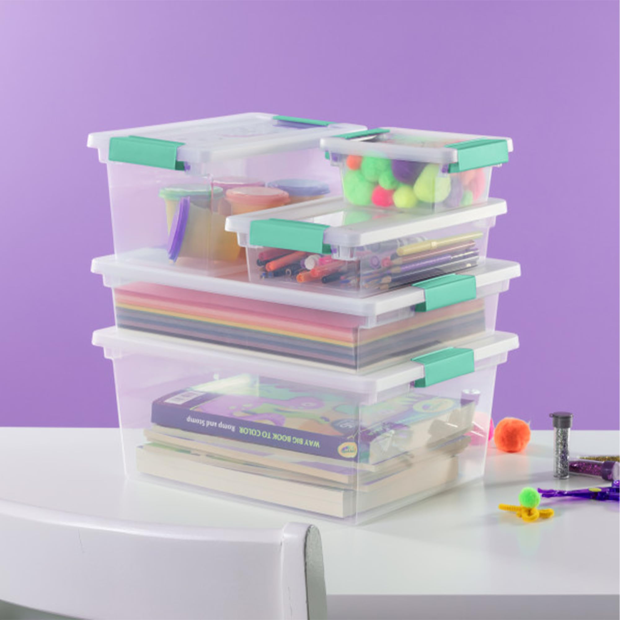 Clip Box Stackable Small Storage Bin with Latching Lid