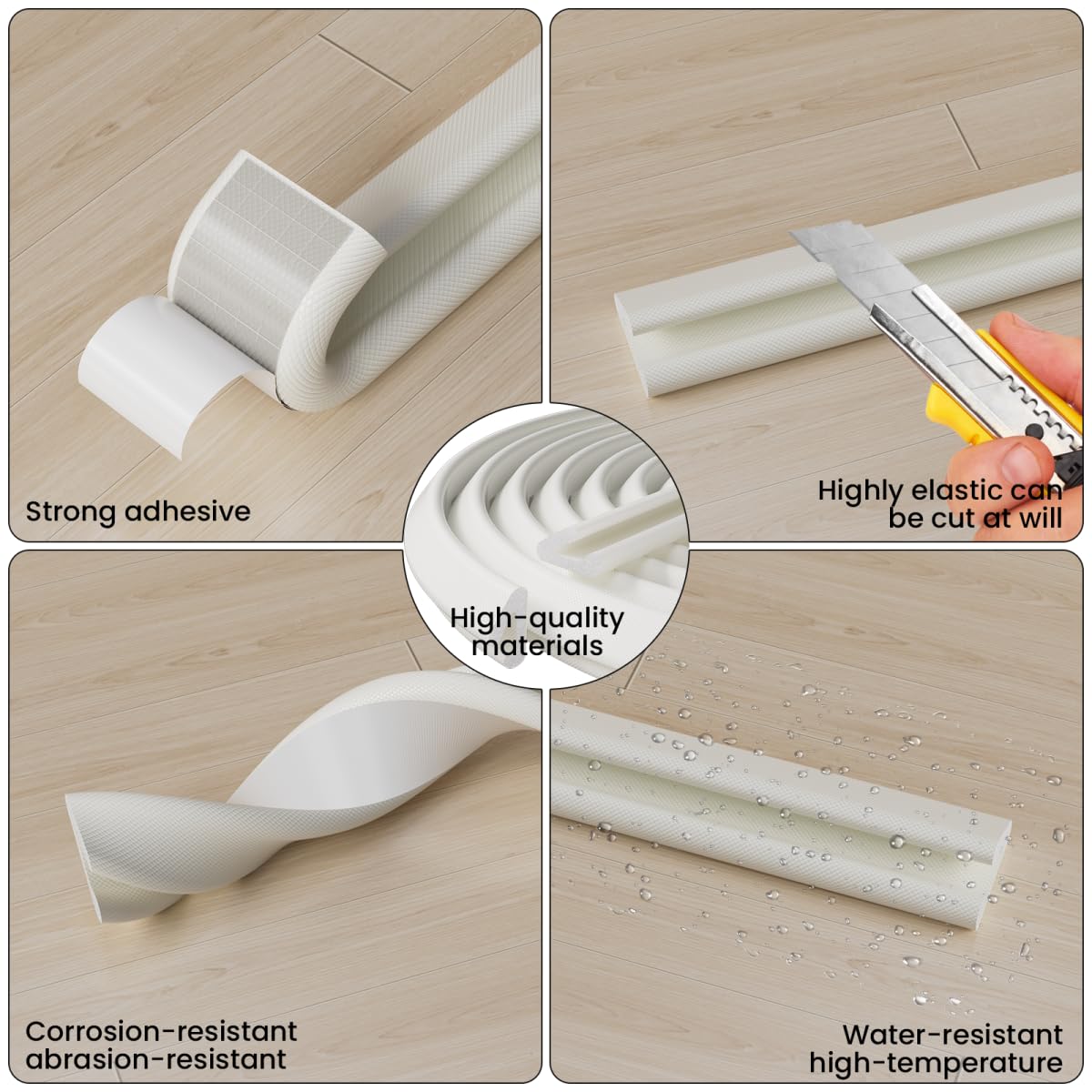 V Shape Thin Foam Weather Stripping Door Frame Seal Strip 33FT White (33 Foot)