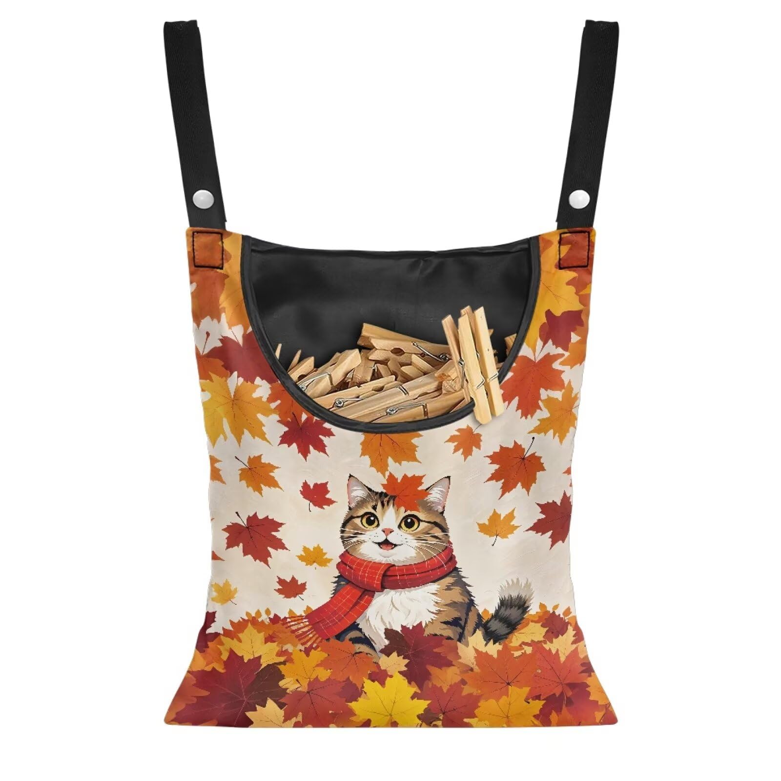 Fall Cat Clothespin Bag Space
