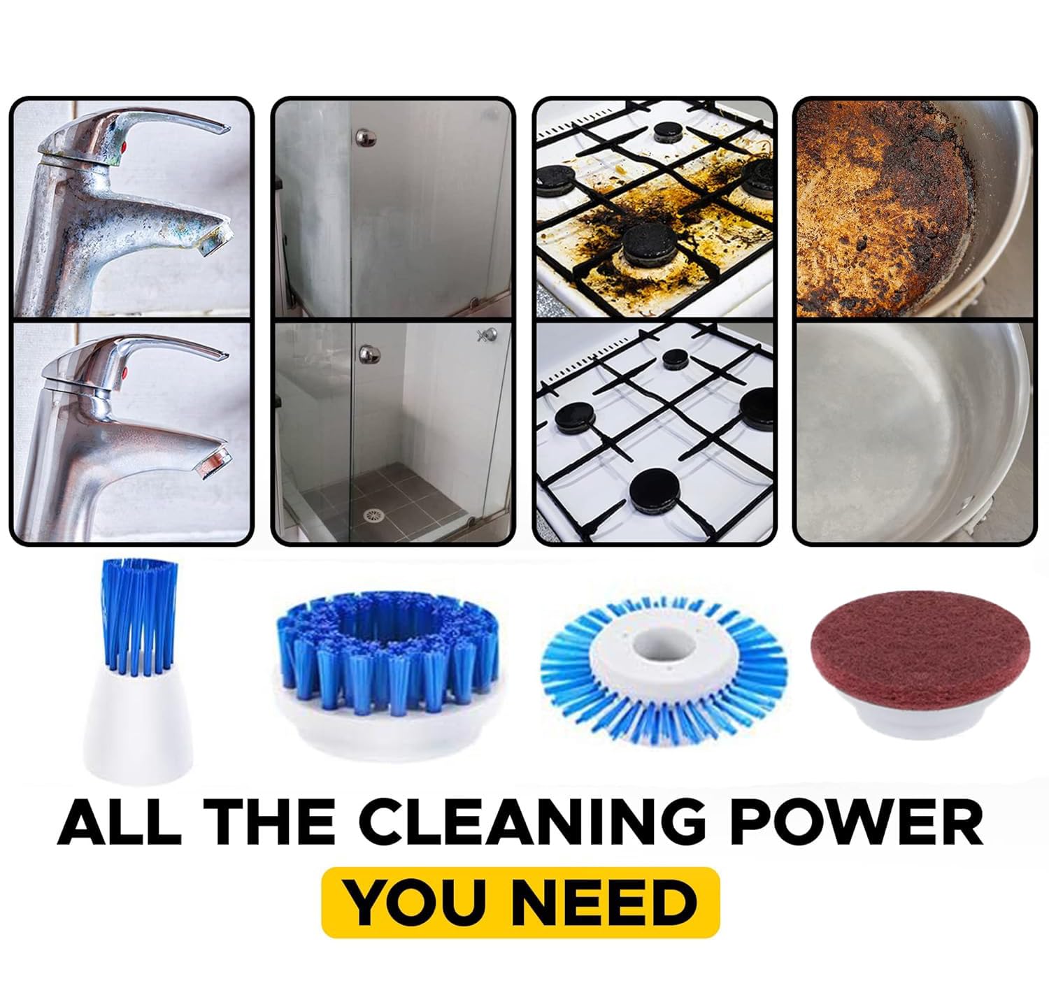 Cordless Electric Spin Scrubber with 6 Brush Heads & 2 Rechargeable Batteries