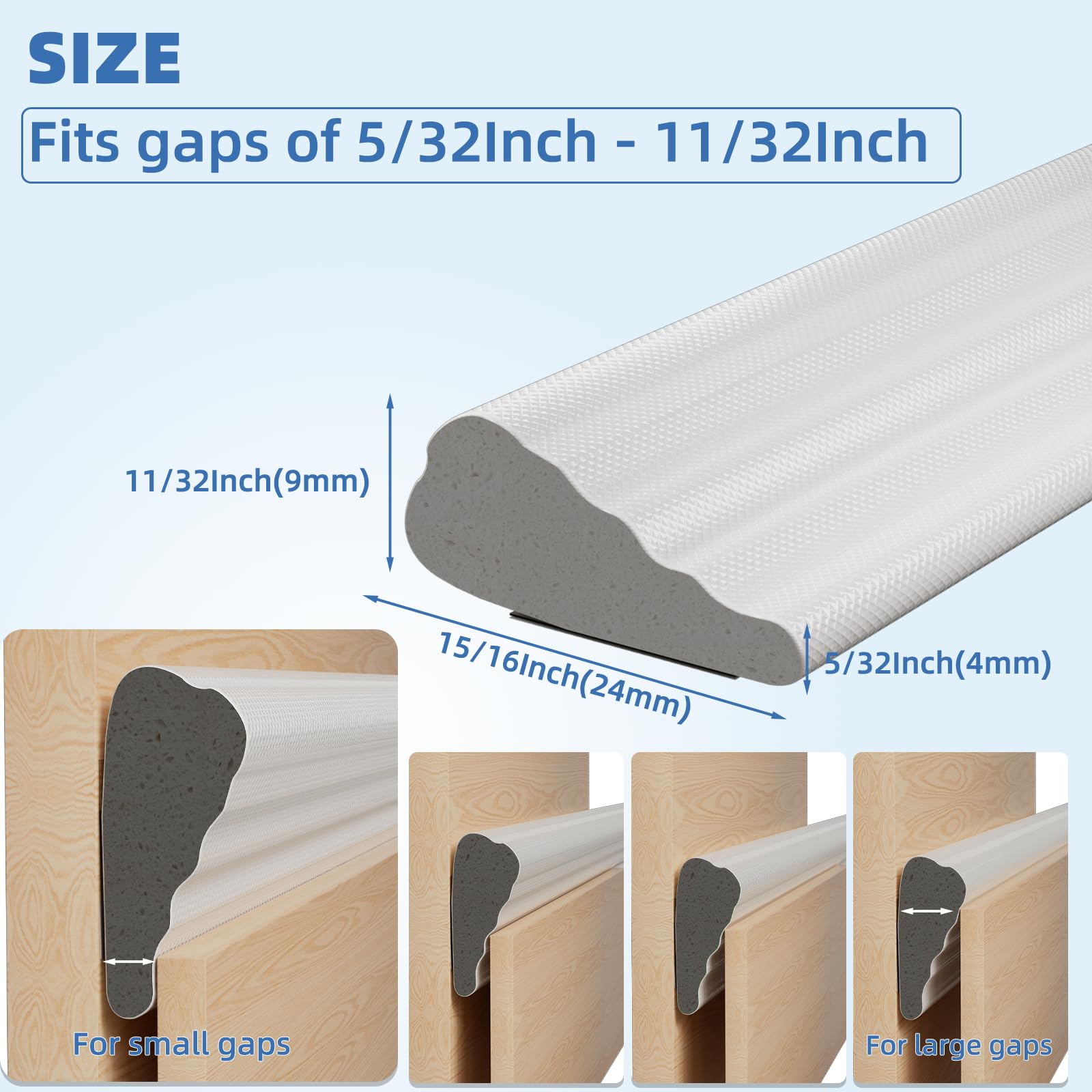 Wedge Shape Window Weather Stripping Door Frame Seal 196” White (16.3333 Foot)