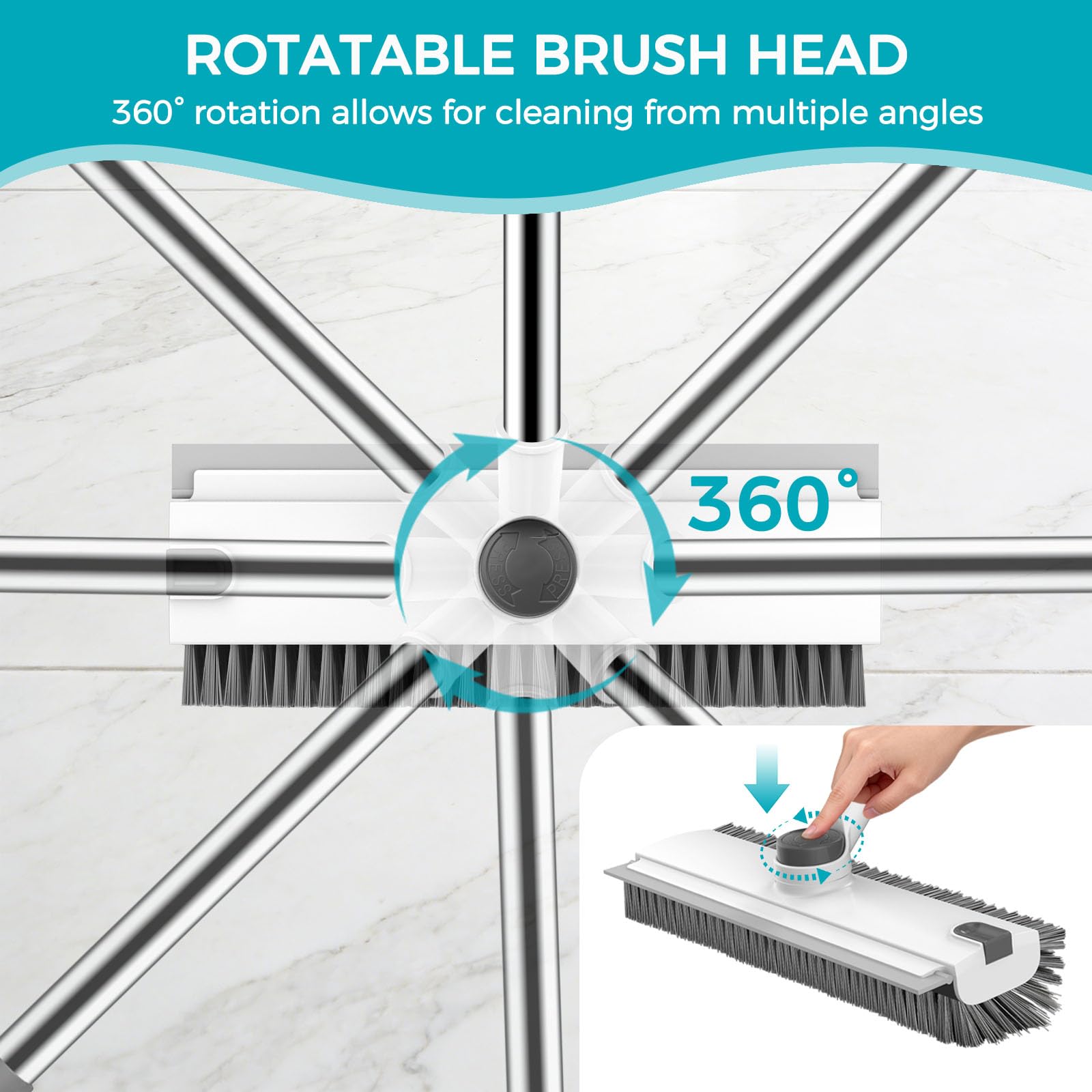 Floor Scrub Brush with 54in Adjustable Long Handle