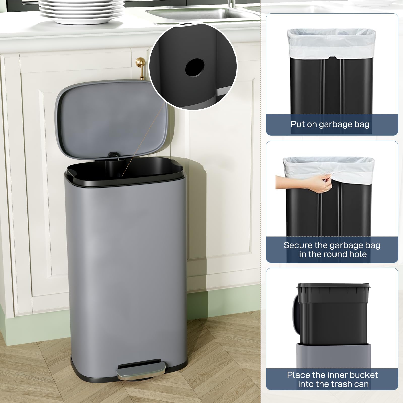 8 Gallon Step Kitchen Trash Can