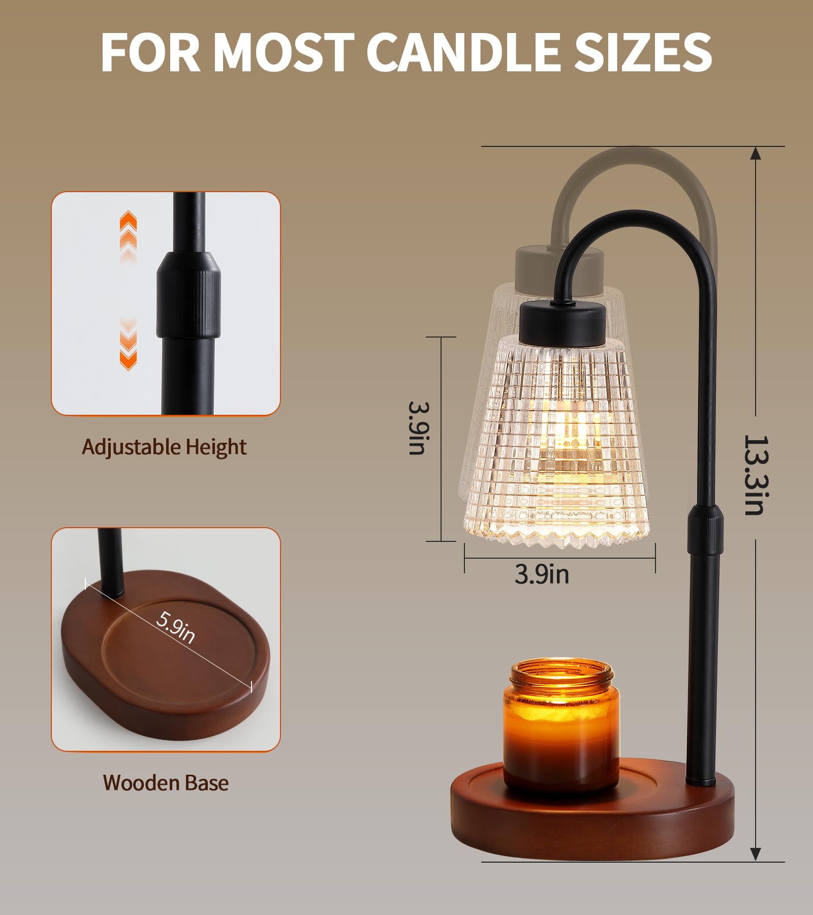 Black Candle Warmer Lamp WithTimer and Dimmer