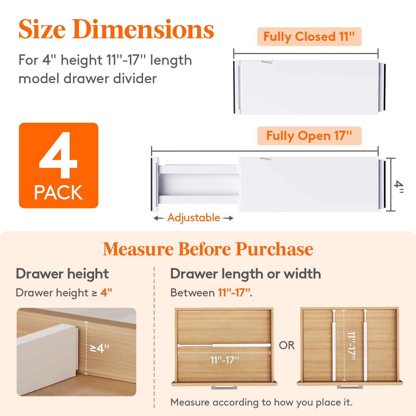 4" High Upgrade Drawer Divider (4 Count)