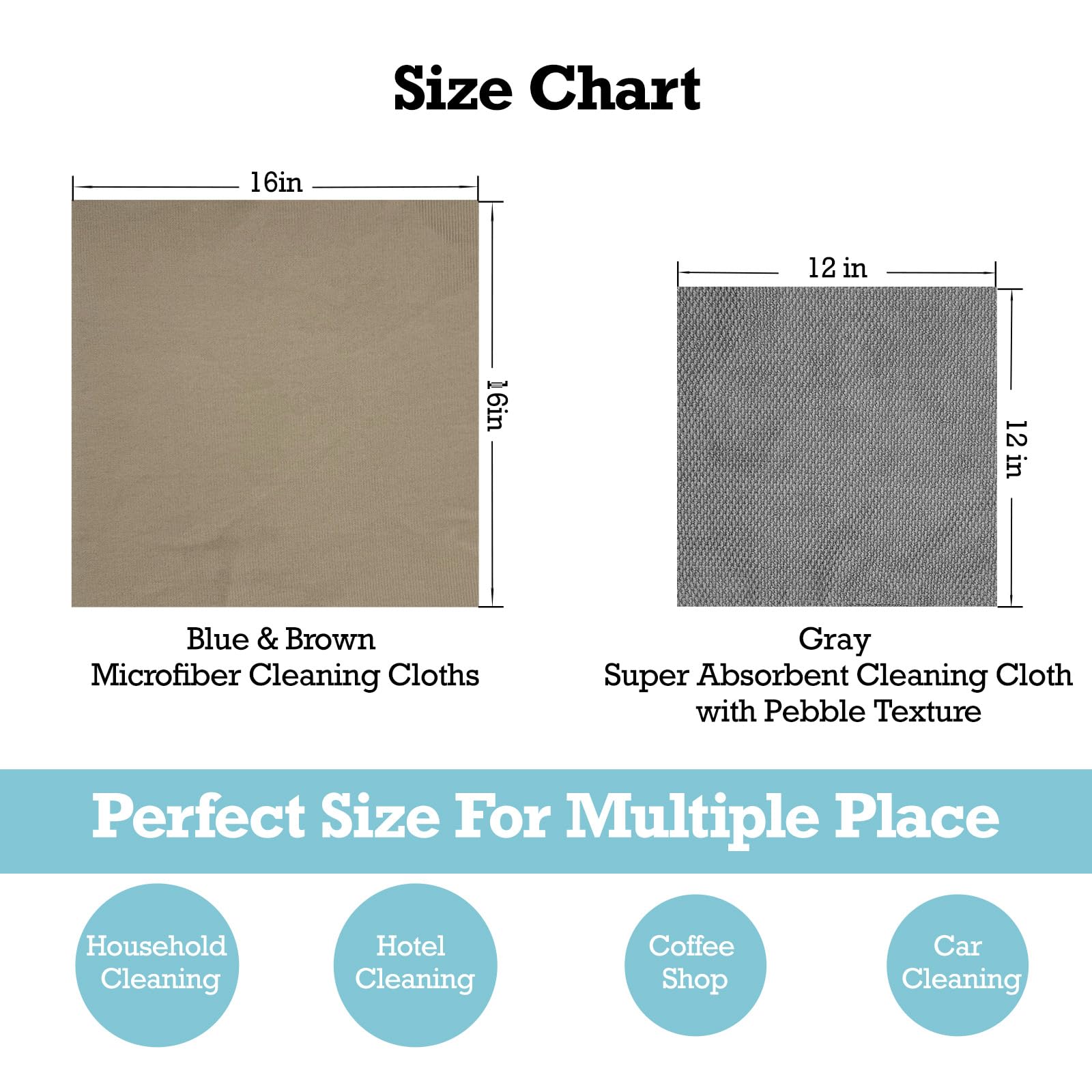 3 Pack Microfiber Glass Cleaning Cloths for Windows & Mirrors (3 Count)