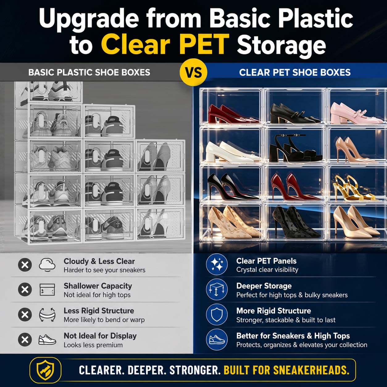 12 Pack Clear Acrylic Shoe Boxes (12 Count)