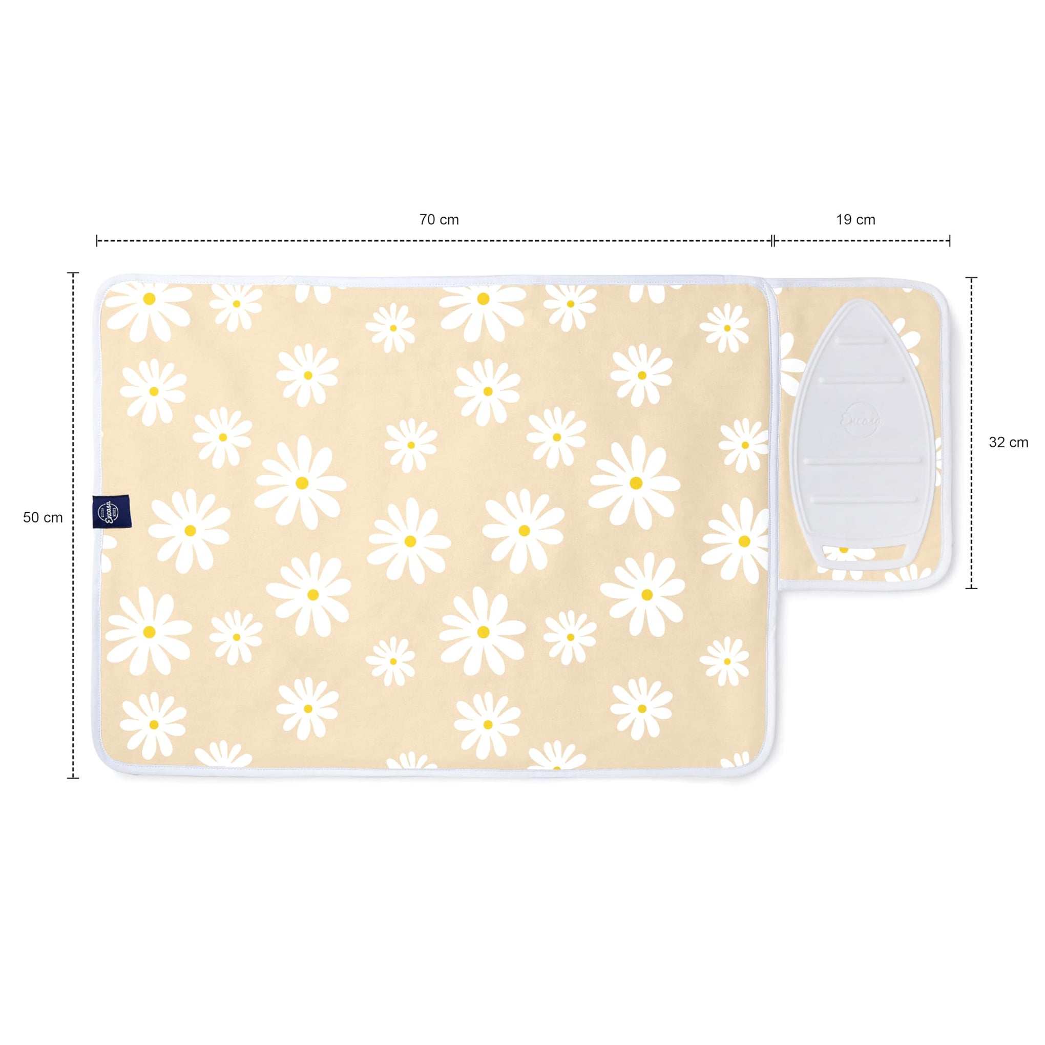 Ironing Mat Heat Resistant Pad 28"x20" Daisy Beige