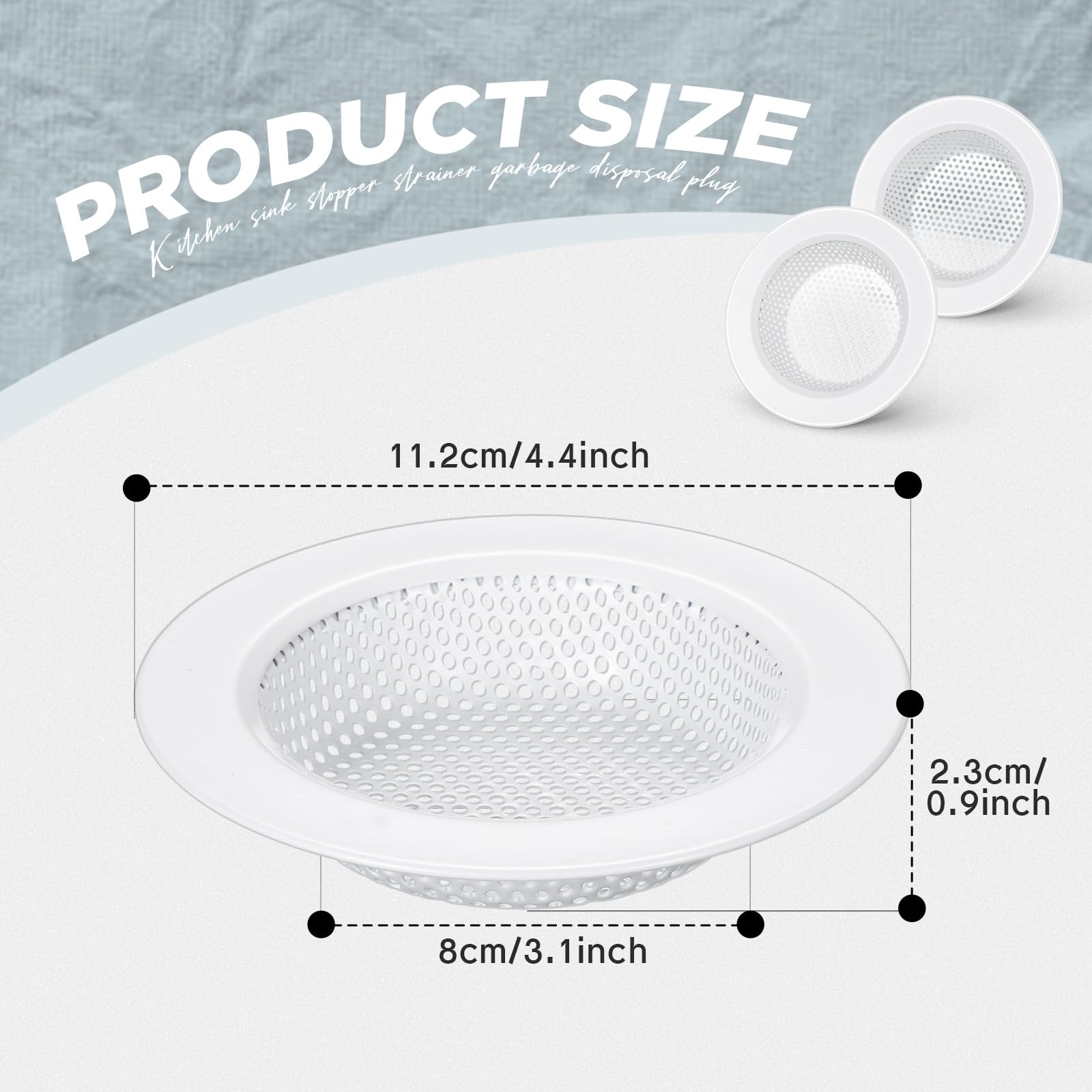 2 Pcs Kitchen Sink Drain Strainer 4.4 Inch (2 Count)