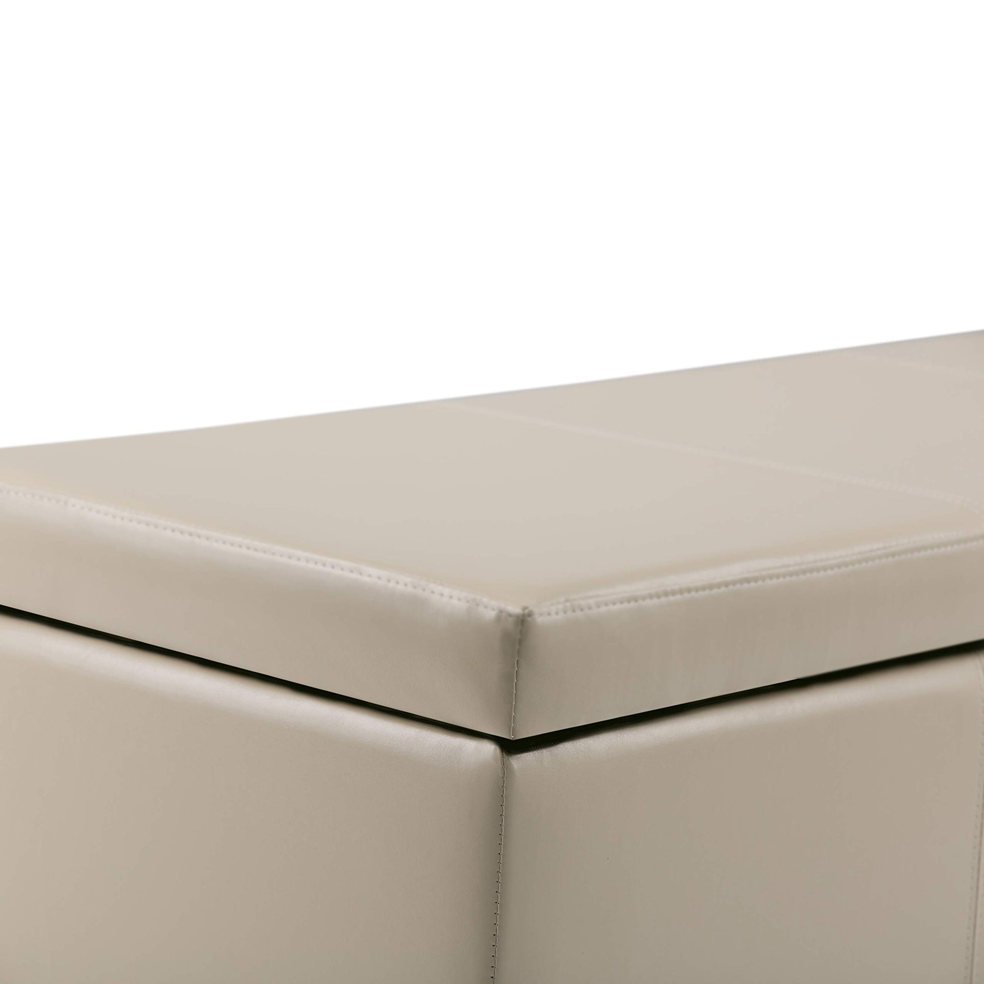 Avalon 54" Wide Linen Look Fabric Storage Ottoman in Fawn Brown