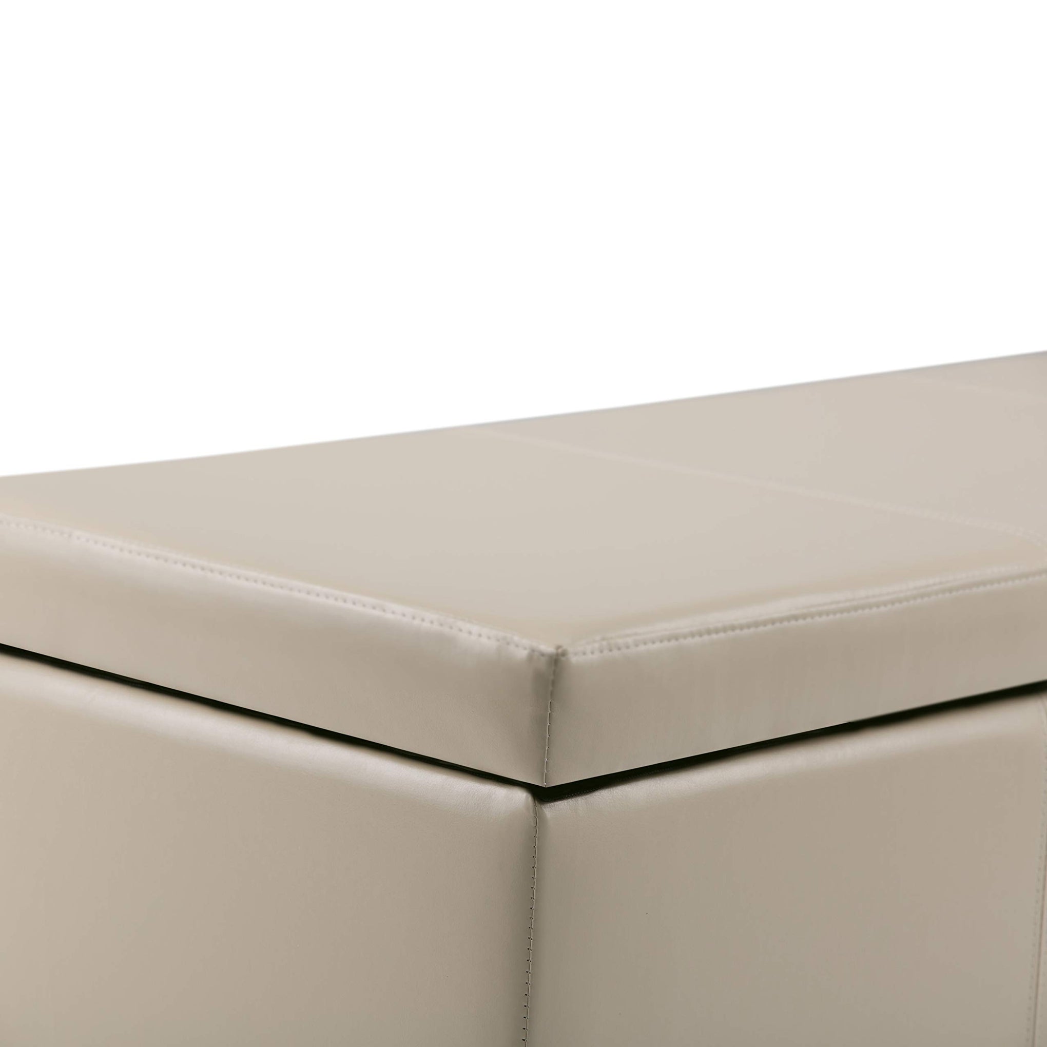 Avalon 54" Wide Linen Look Fabric Storage Ottoman in Fawn Brown