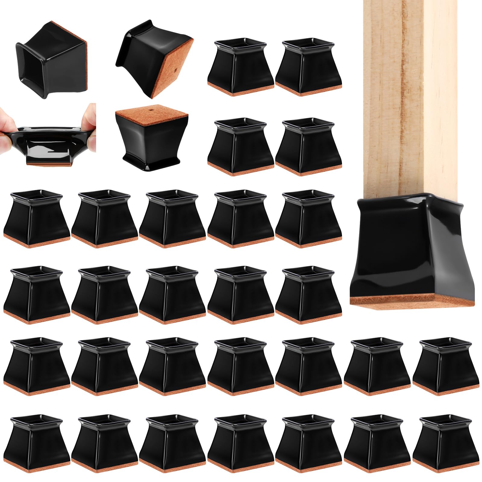32 Pack Square Chair Leg Floor Protectors for Hardwood Floors (32 Count)