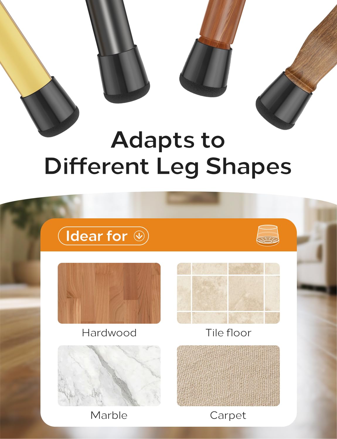 24 Pack Silicone Chair Leg Floor Protectors for Hardwood Floors (24 Count)