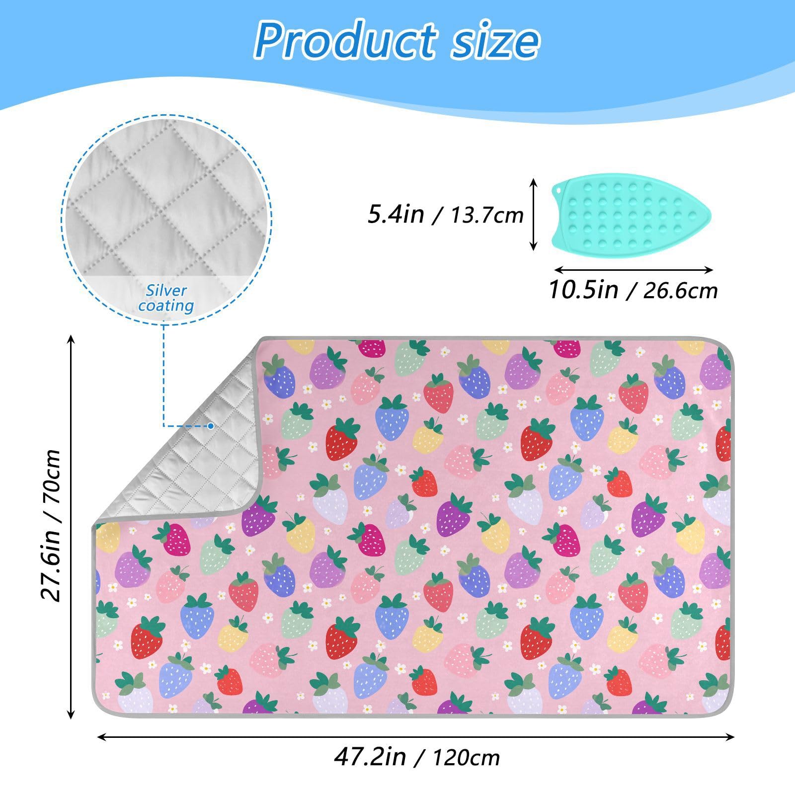 Ironing Mat Portable Ironing Pad Blanket with Silicone Iron Rest for Table Top Travel Heat Resistant Double