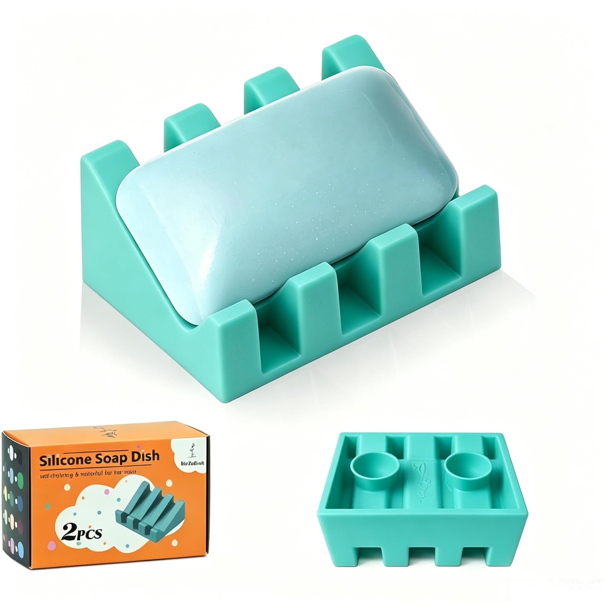 Silicone Soap Dish Self Draining with Suction Cups