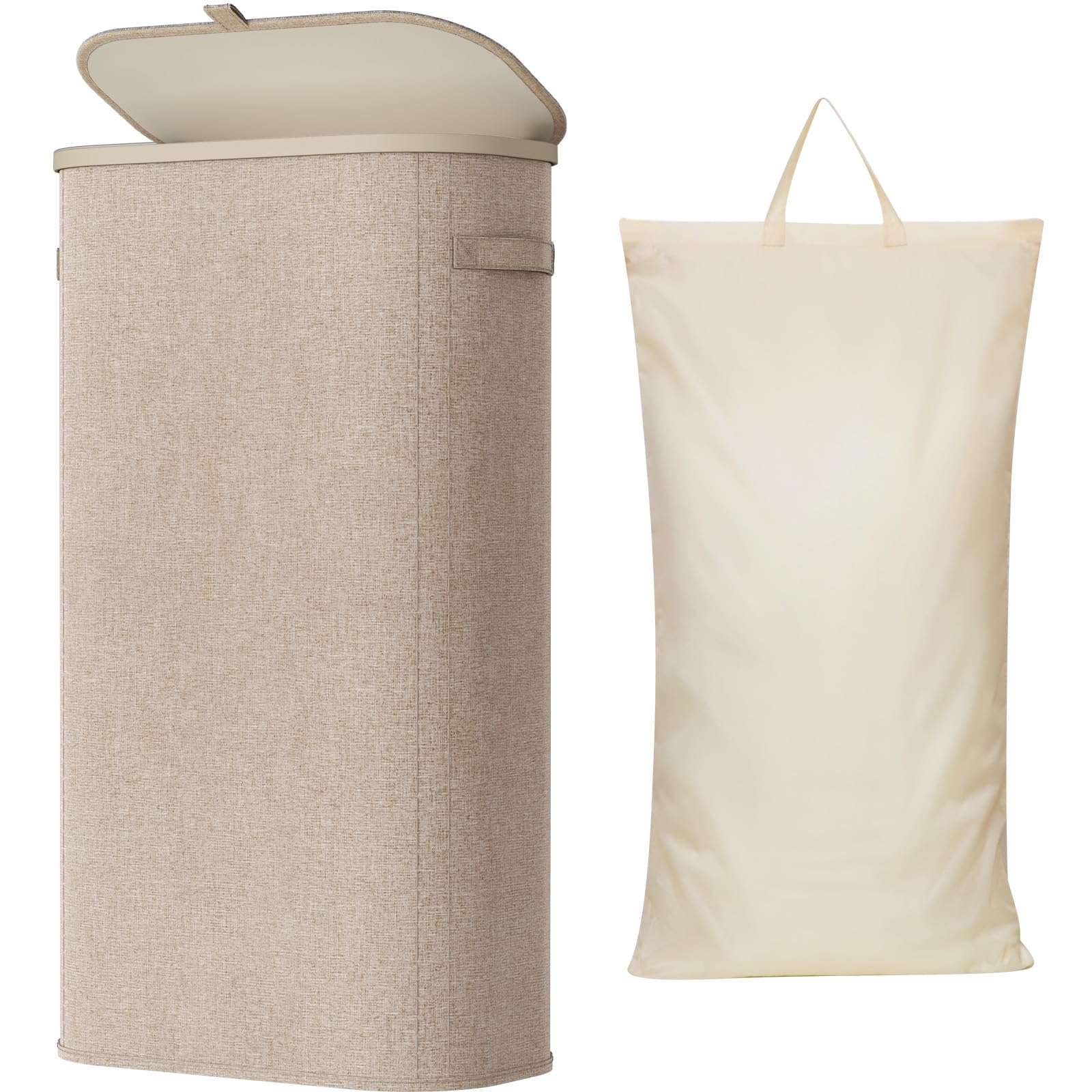 Slim Laundry Basket with Lid and Removable Bag