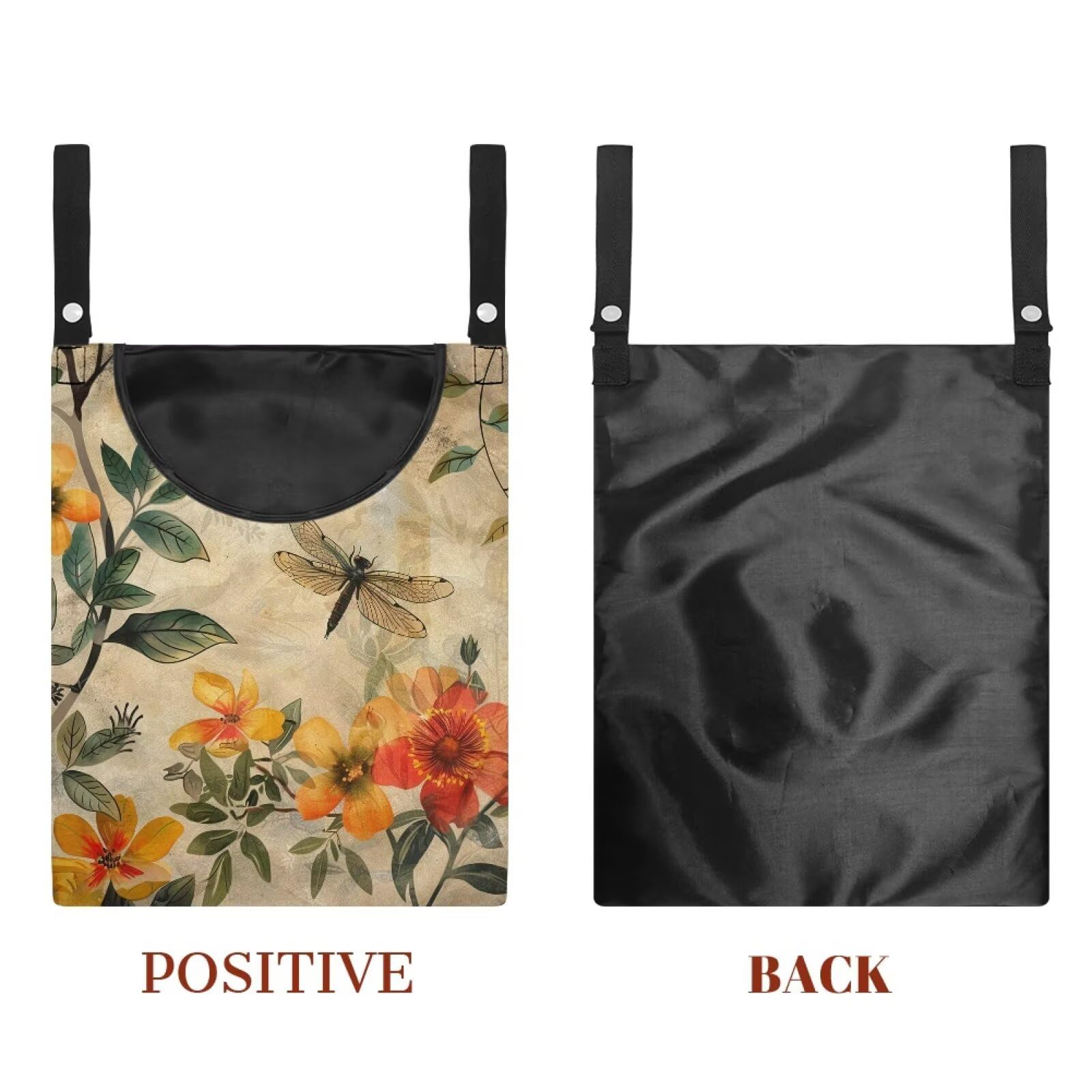 Dragonfly Clothes Pin Bags Flower Clothespin Bag Holder Clothespin Holder 14.5 x 12 Inch Clothespins Bag for Clothesline Outdoor Outside Laundry Room Lightweight for Easy Hang