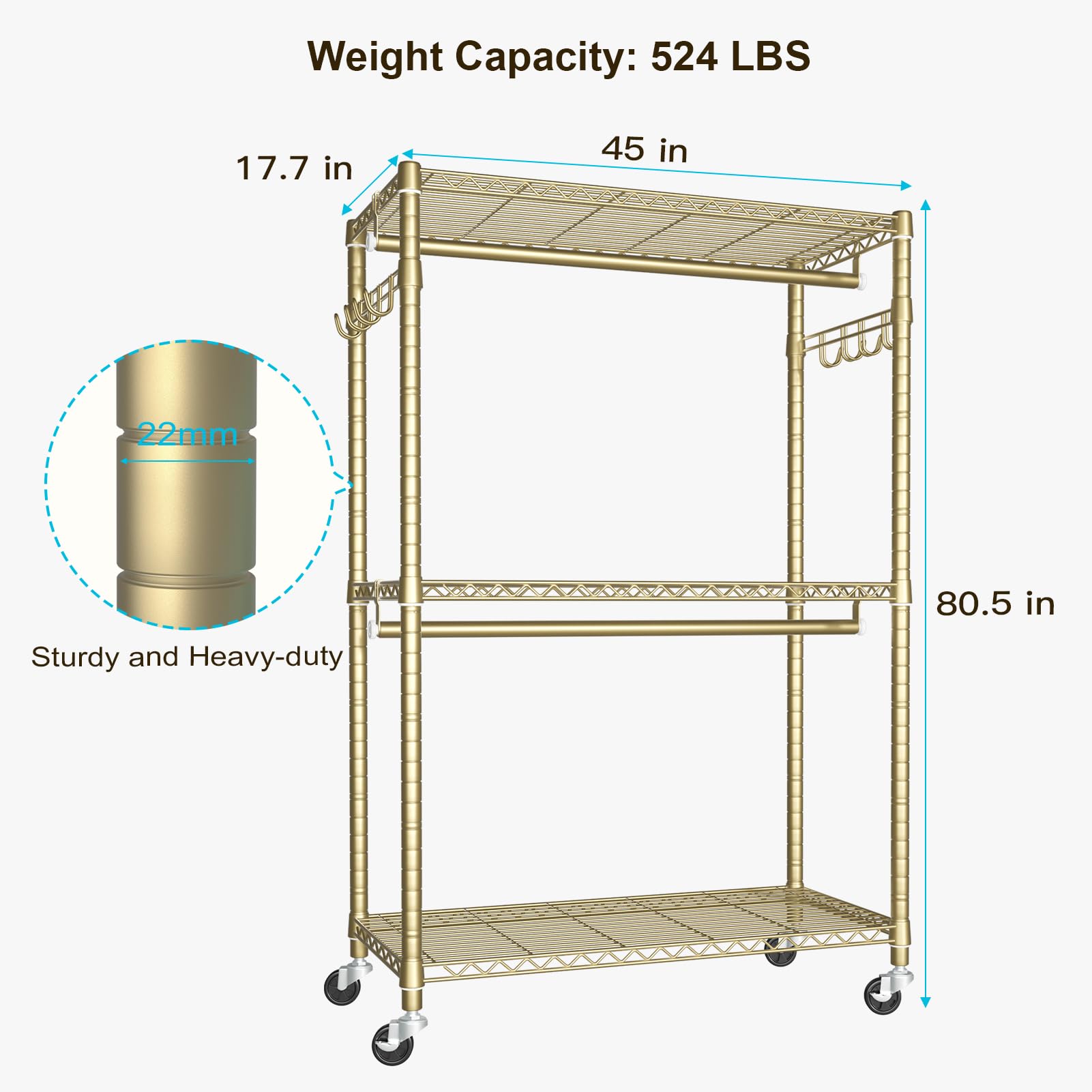 P1 Plus Rolling Clothes Rack