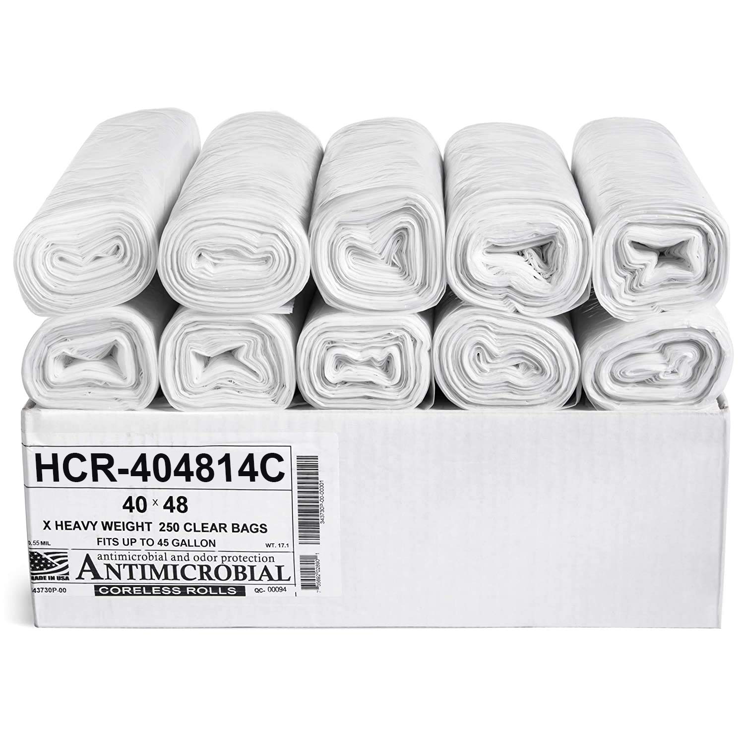 45 Gal Clear Trash Bags (250 Count)