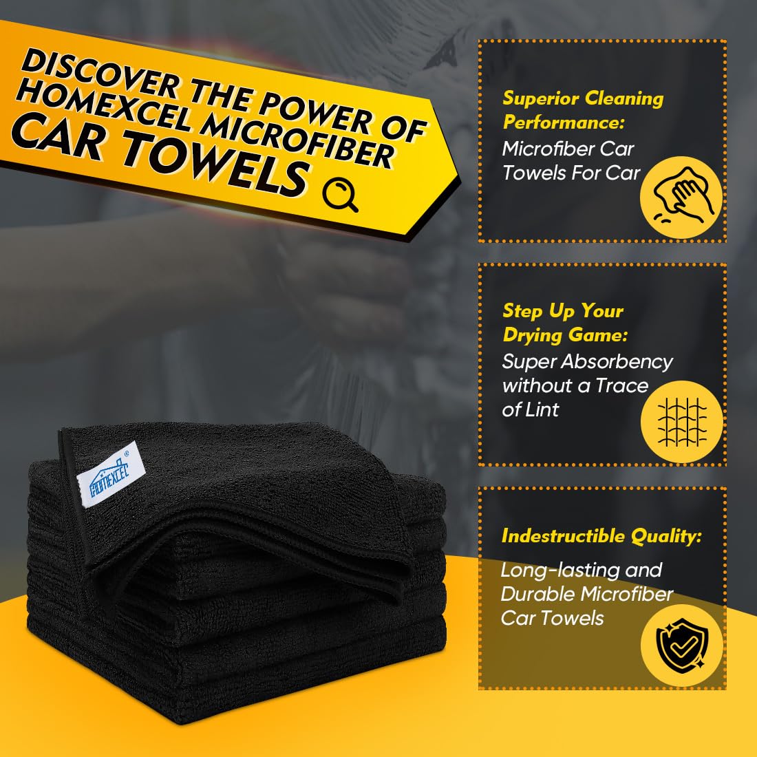 Black Microfiber Cleaning Cloth 6 Pack (6 Count)
