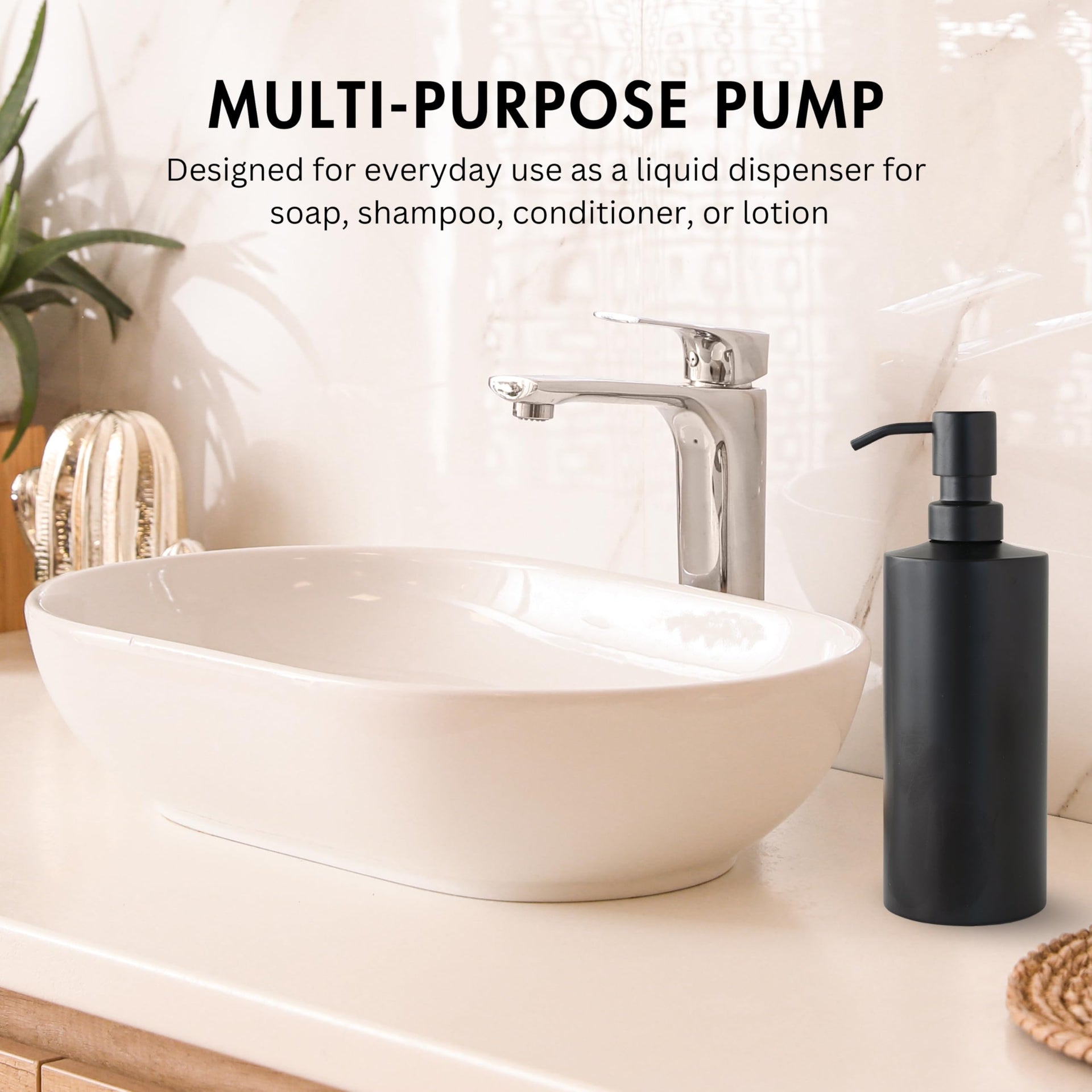 Black Round Stainless Steel Soap Dispenser