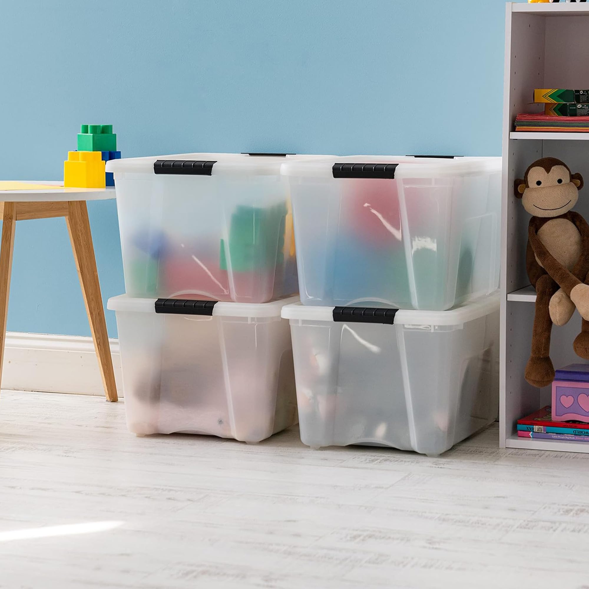 4 Pack 40 Quart Storage Bins with Lids (4 Count)