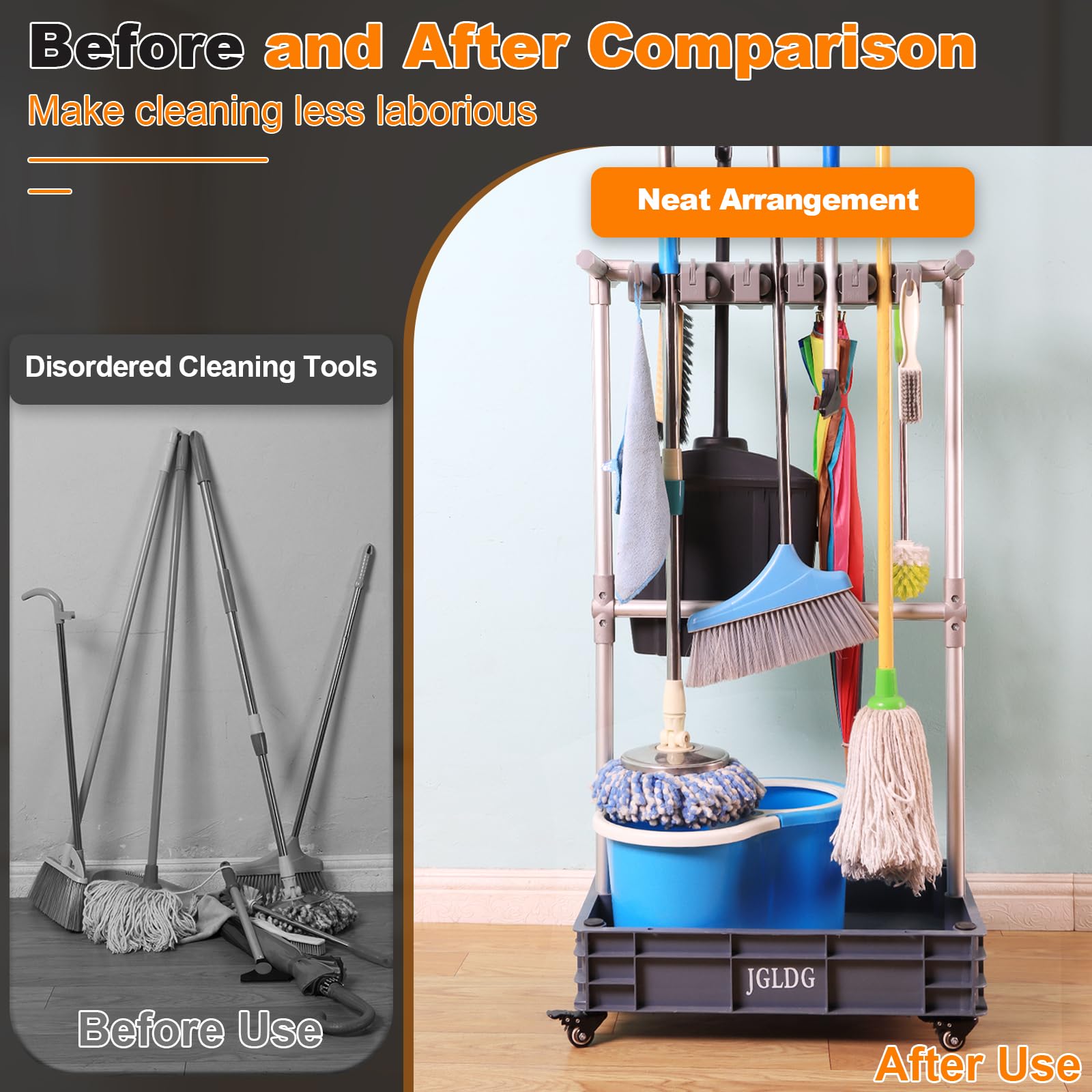 Mobile Mop and Broom Holder