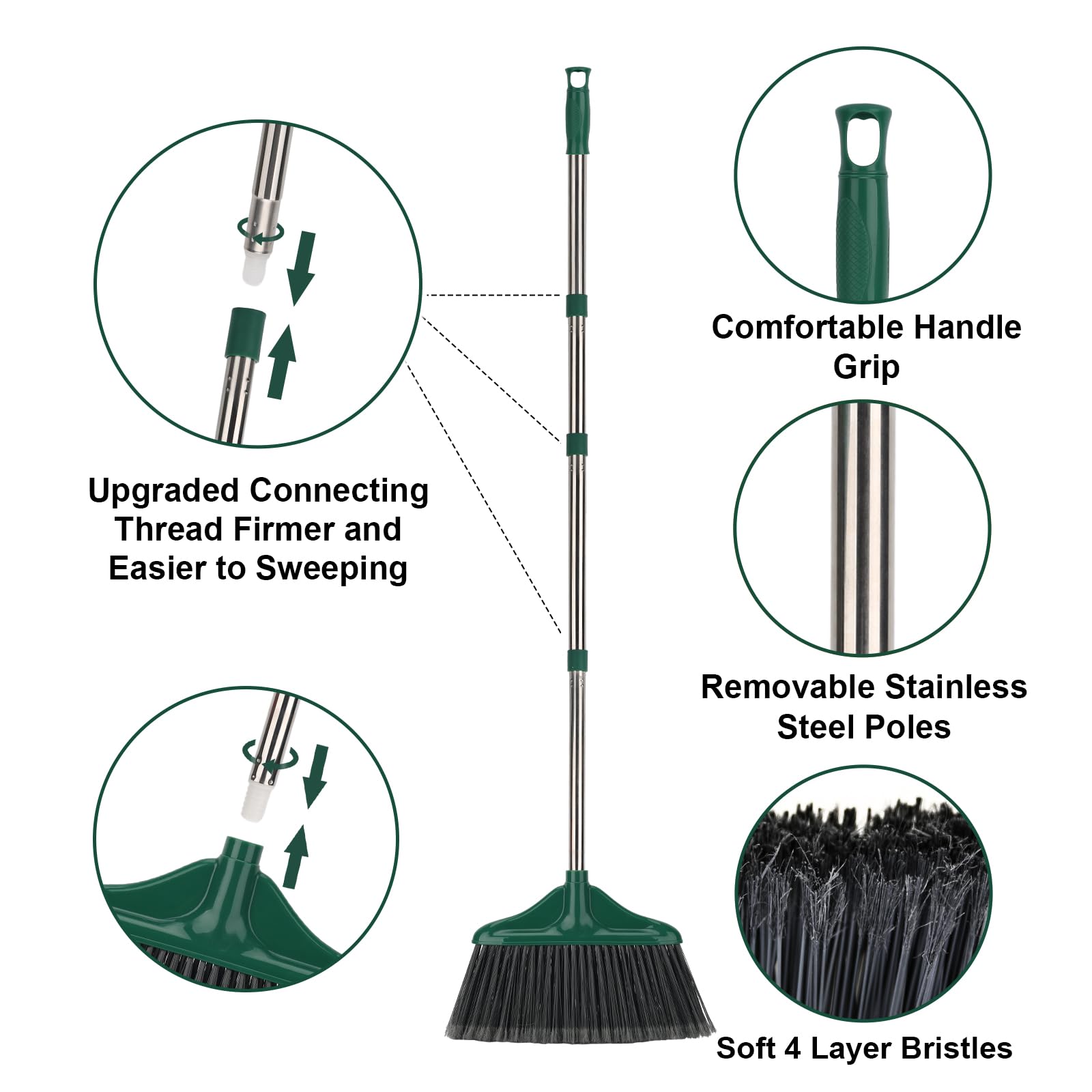 4 PCS Heavy Duty Broom Outdoor (4 Count)