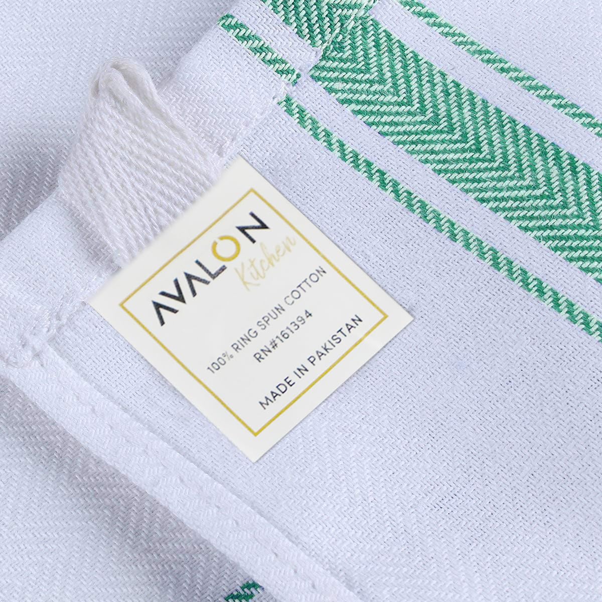 Dish Towels 30 Pack Green Stripe 100% Cotton Kitchen Towel 15x25 Inch Tea Towels (30 Count)