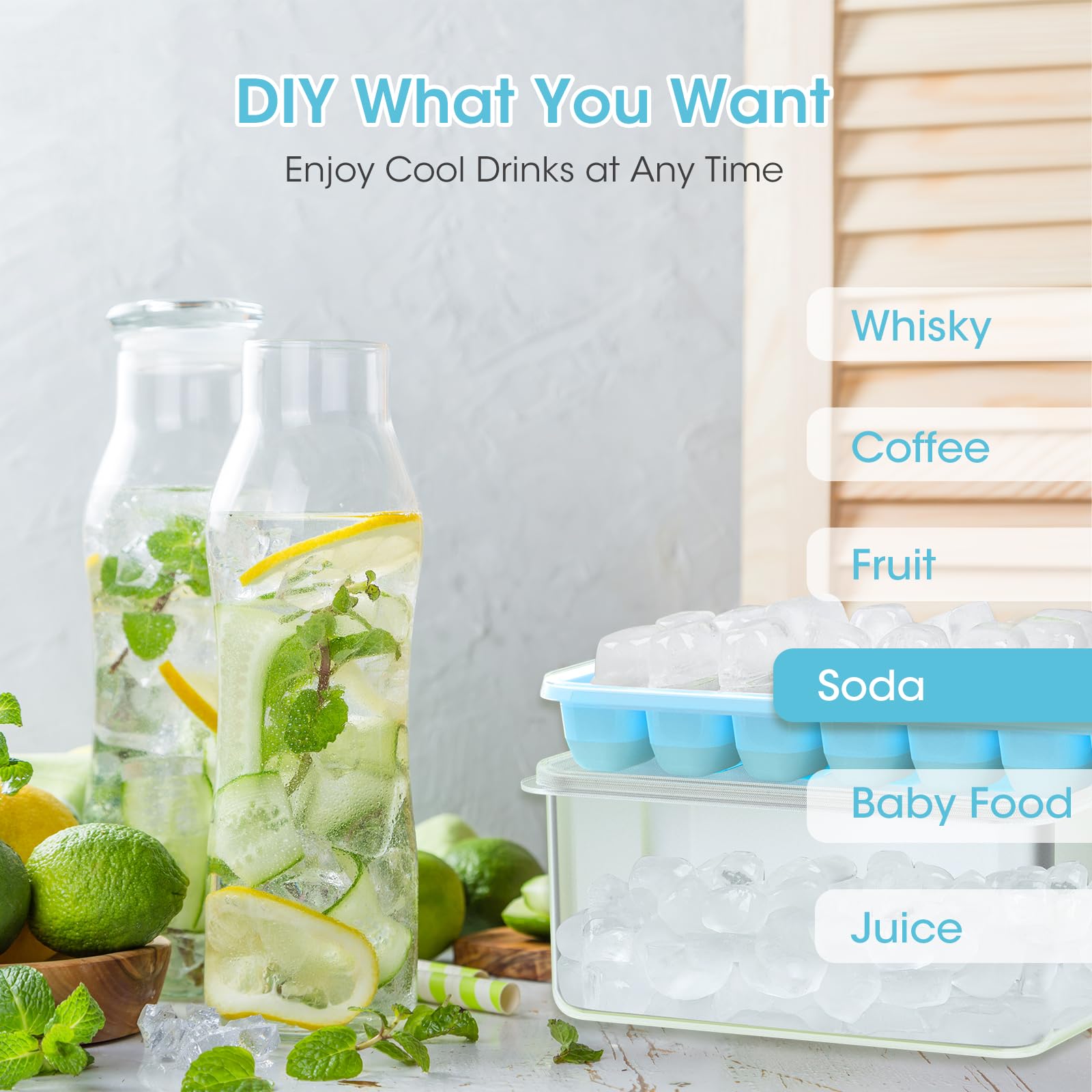 Ice Cube Tray with Lid and Bin (4 Count)