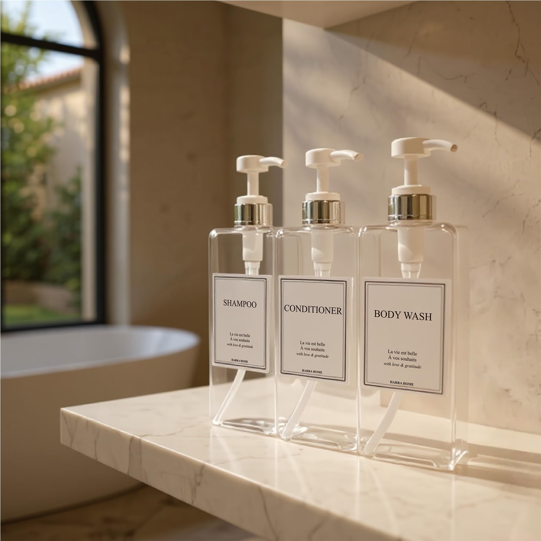 Modern Design Shampoo and Conditioner Dispenser (3 Count)