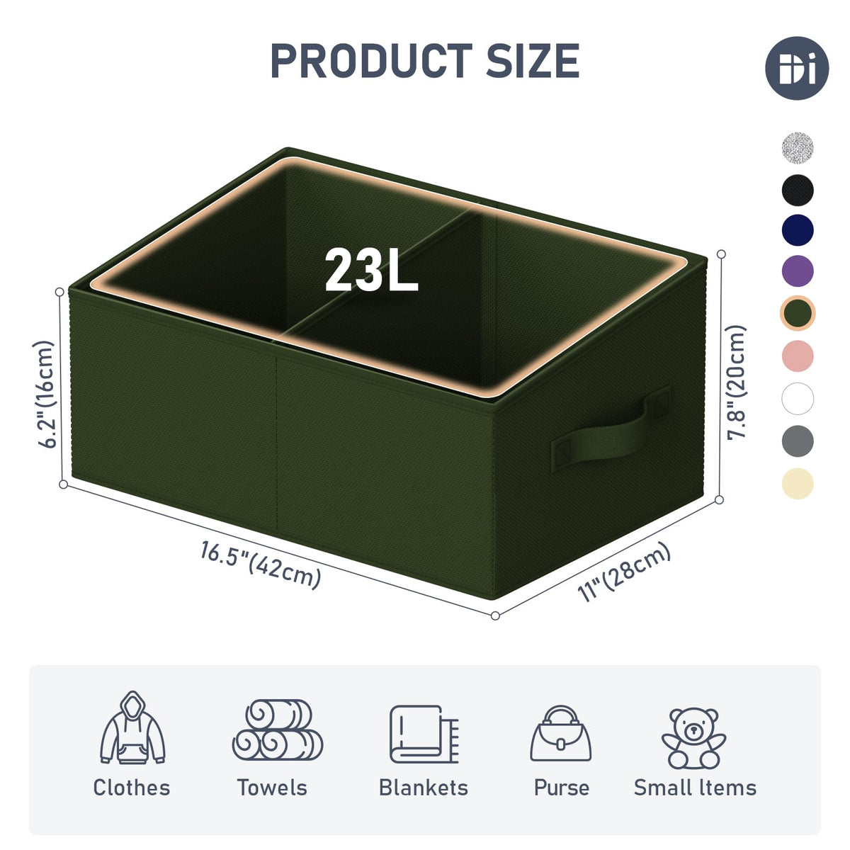 Large Closet Shelf Organizer Bins 6 Packs with Handles and Divider (6 Count)