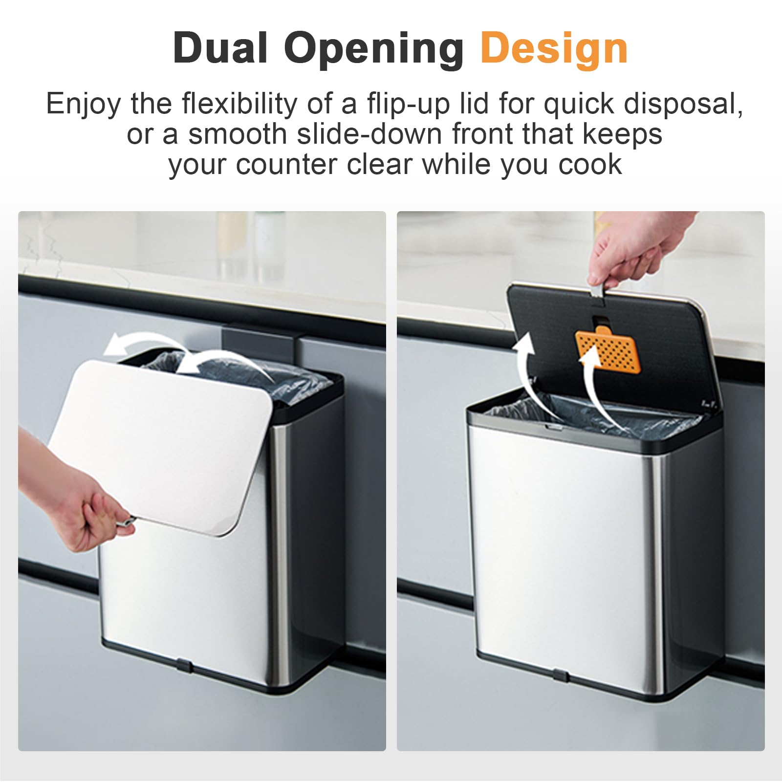 Mini Hanging Trash Can with Lid for Kitchen Cabinet Door
