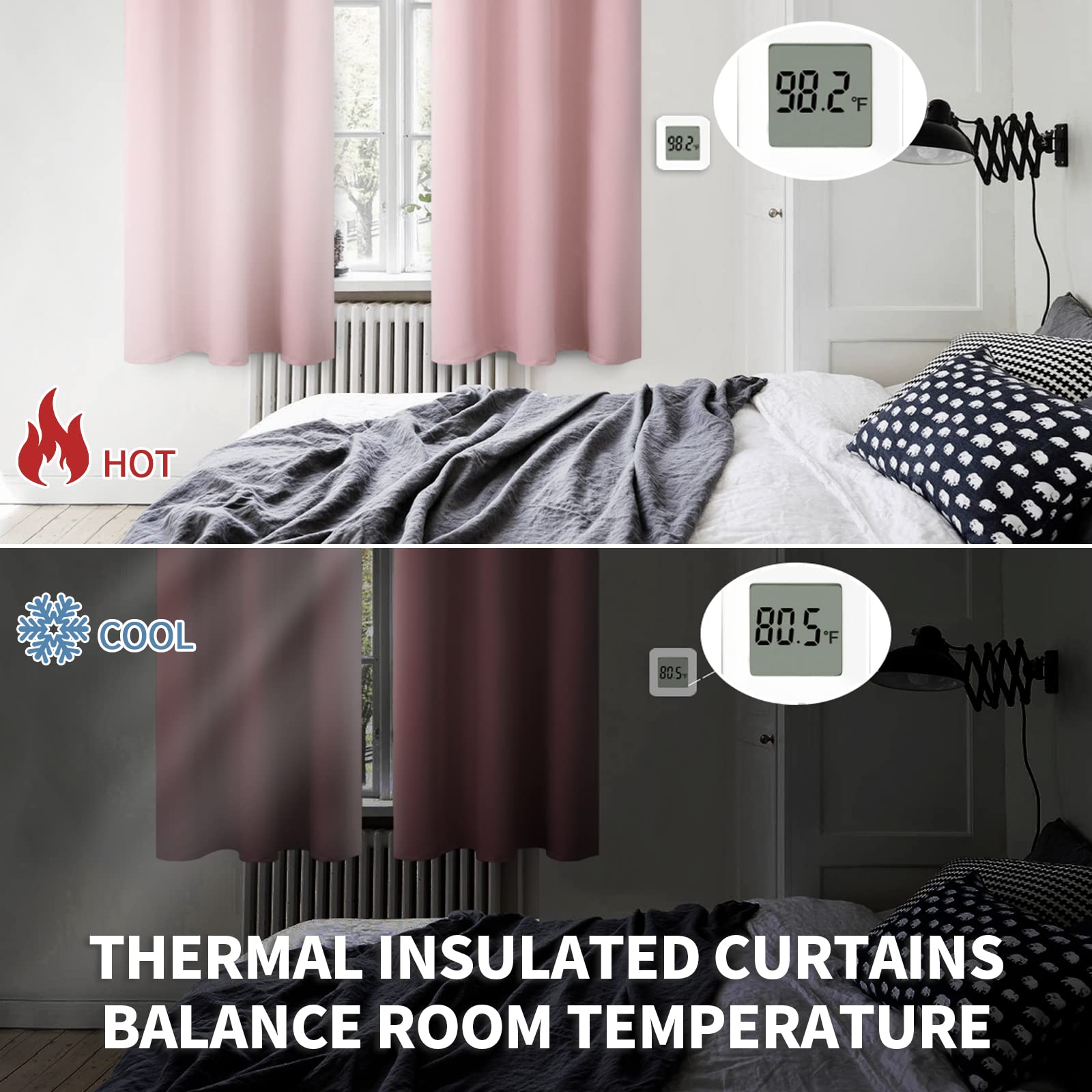 Light Pink Room Darkening Curtains 45 Inches Long (2 Count)