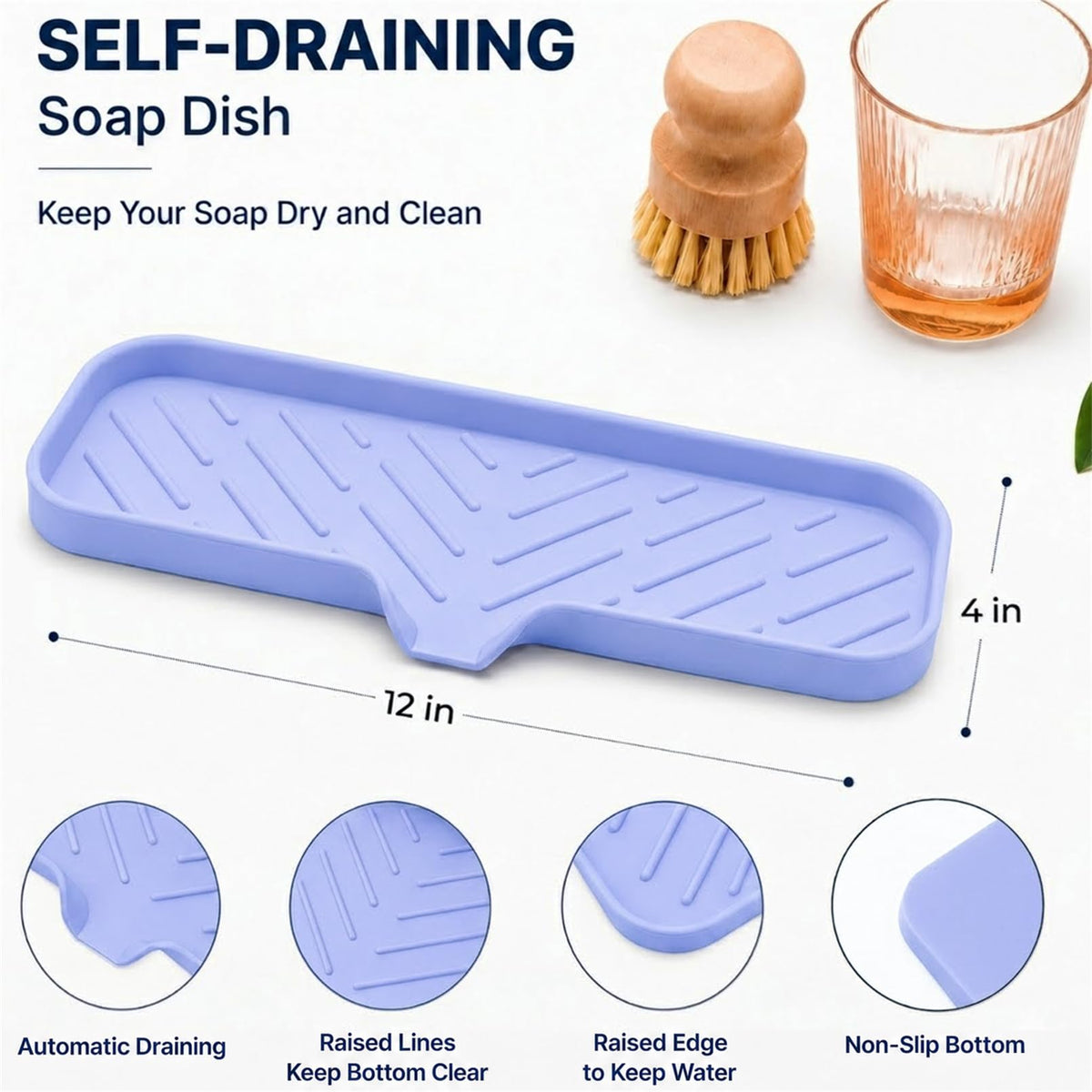 Silicone Soap Dish with Drain Spout