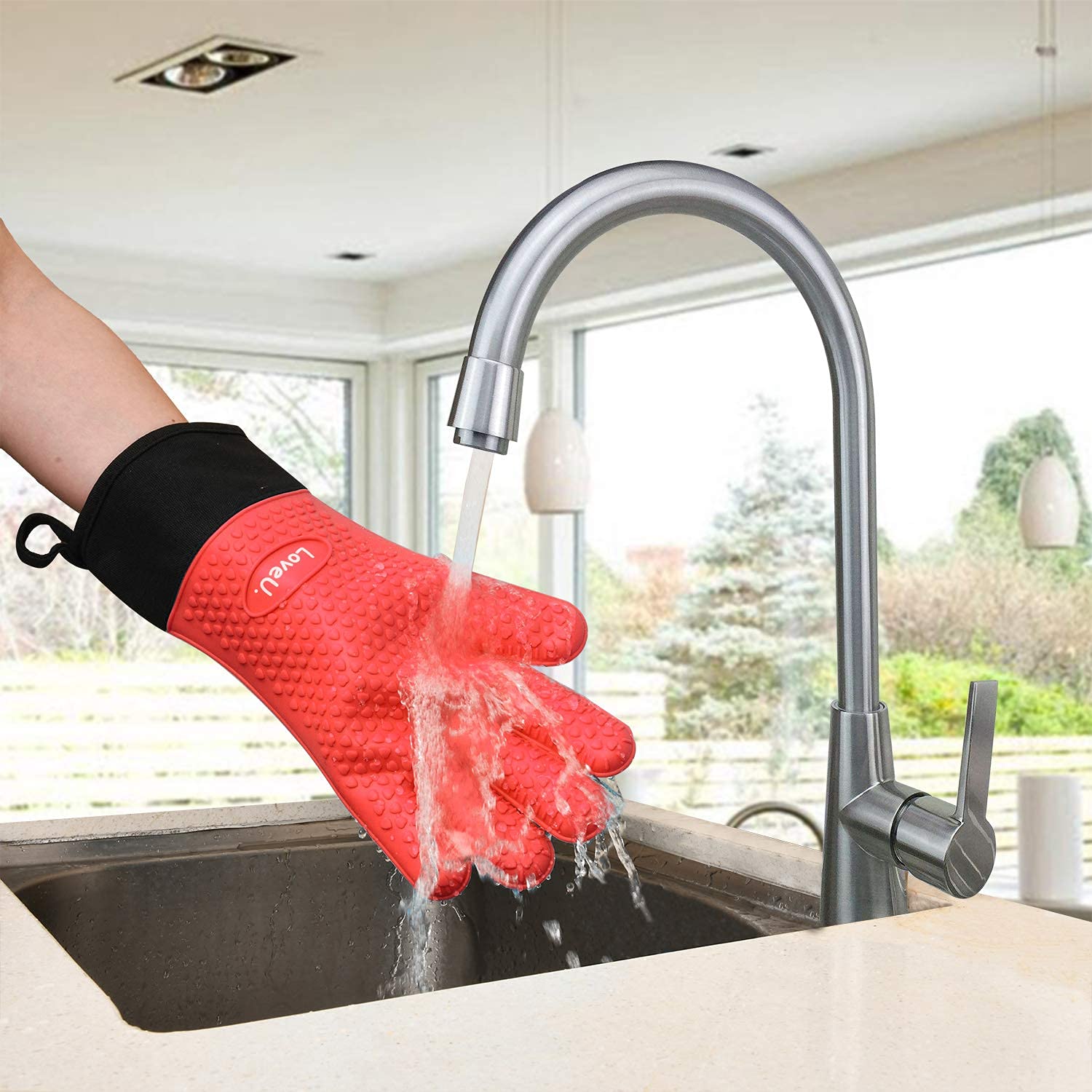 Silicone Oven Mitts Gloves (2 Count)