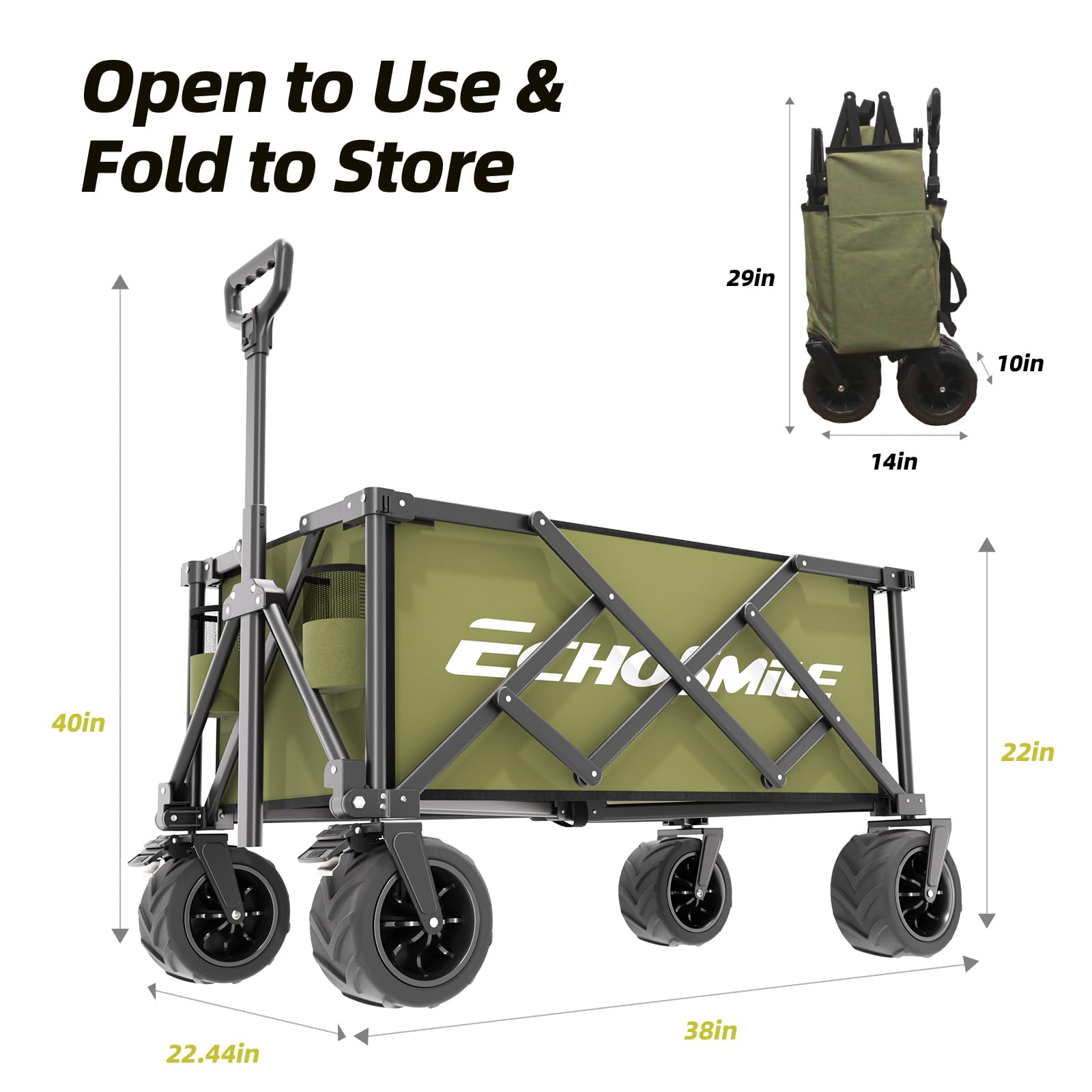 Wagons Carts Foldable Heavy Duty with 400Lbs Wt
