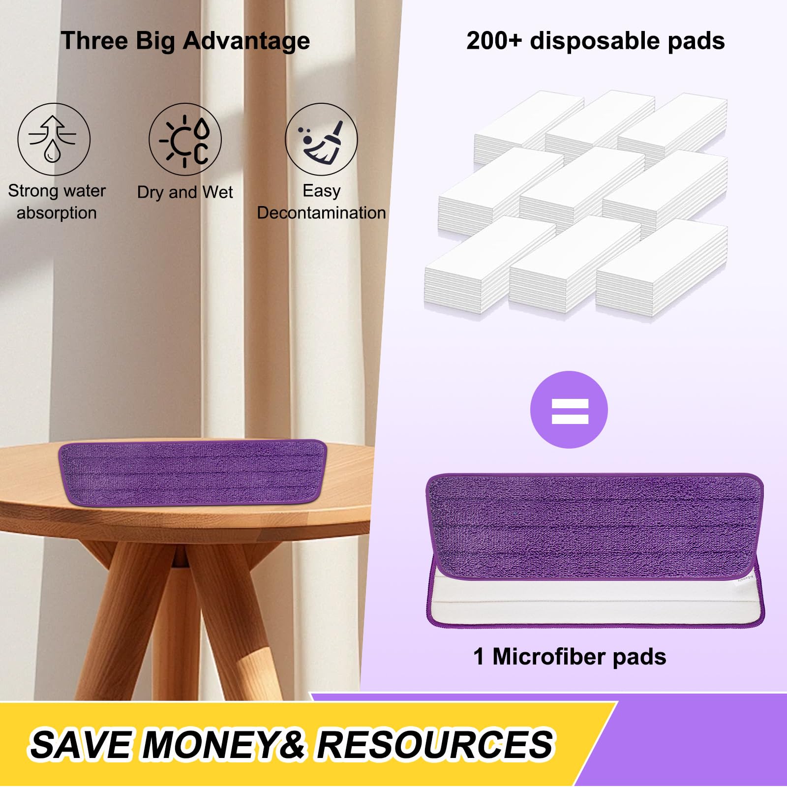 16.5 Inch Reusable Mop Pads Microfiber Spray Mop Replacement Heads for Wet