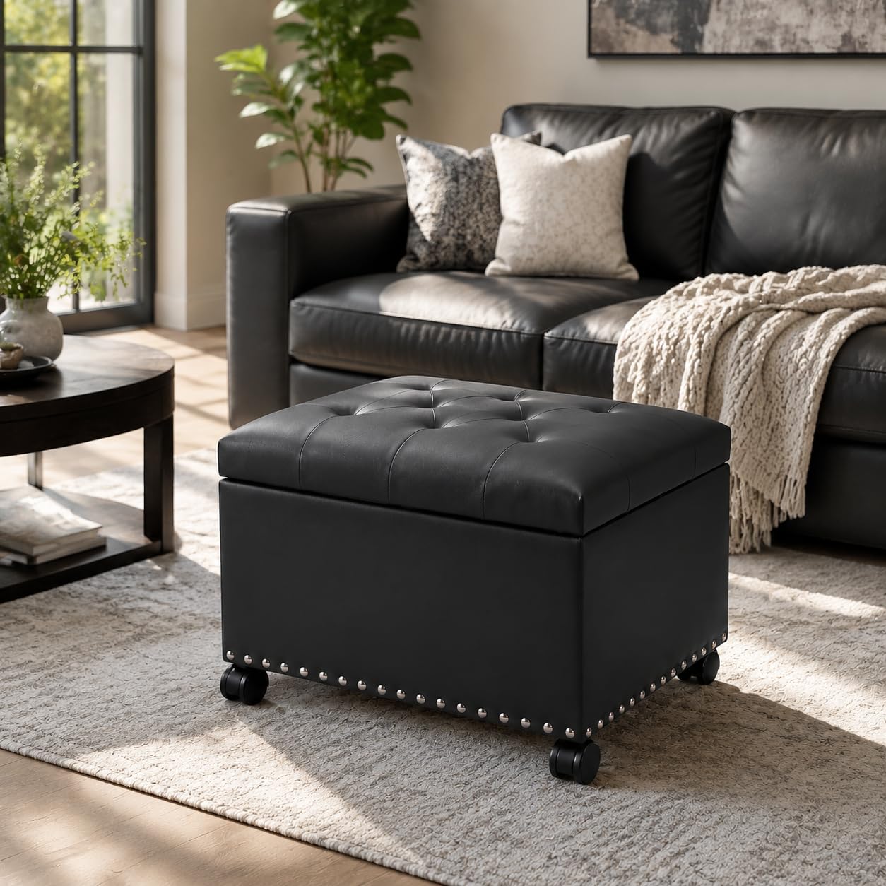 Leather Storage Ottoman